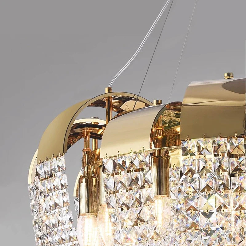 Gold frame detail with layered diamond cut crystals
