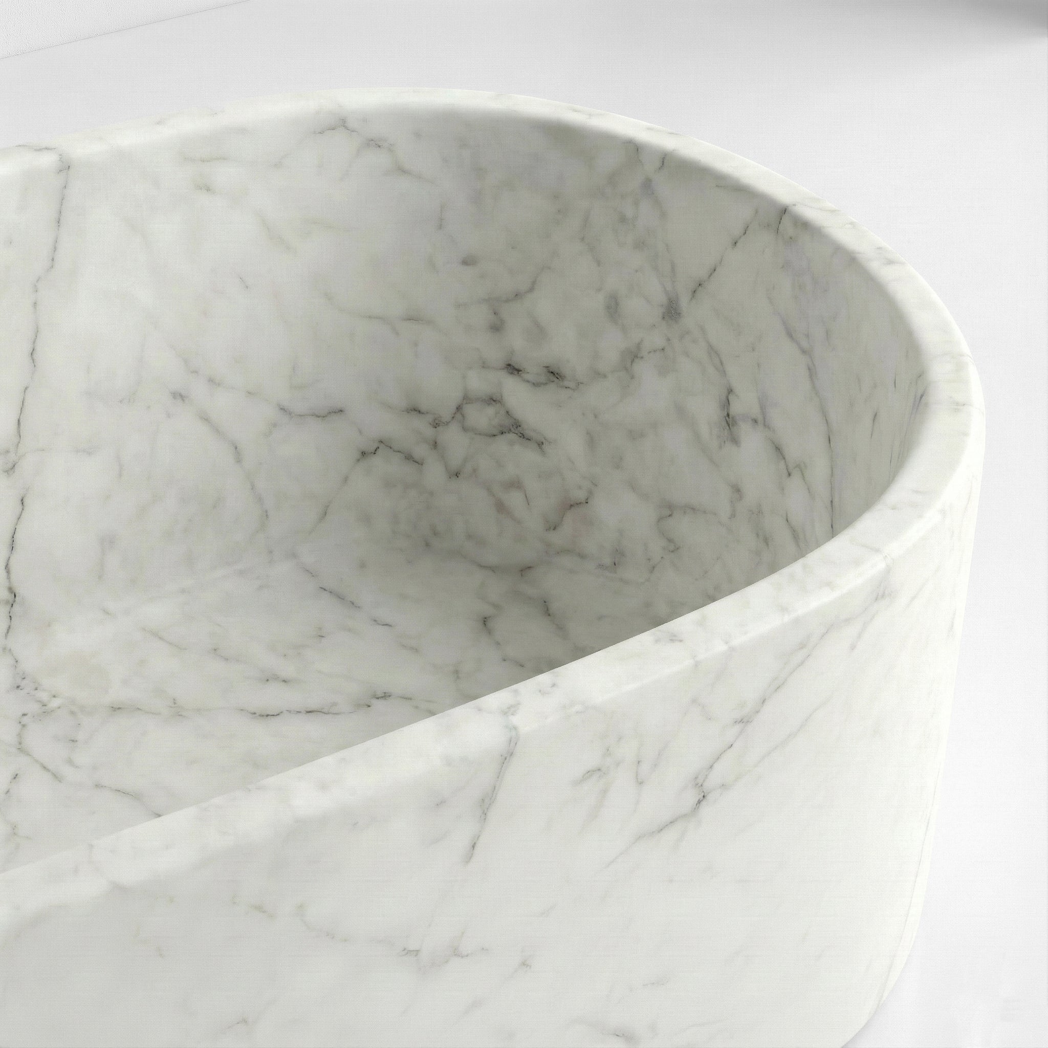 White Carrara Marble Freestanding Bathtub - Elliptical by VORELLI, a refined luxury lighting for luxury residential and project interiors.