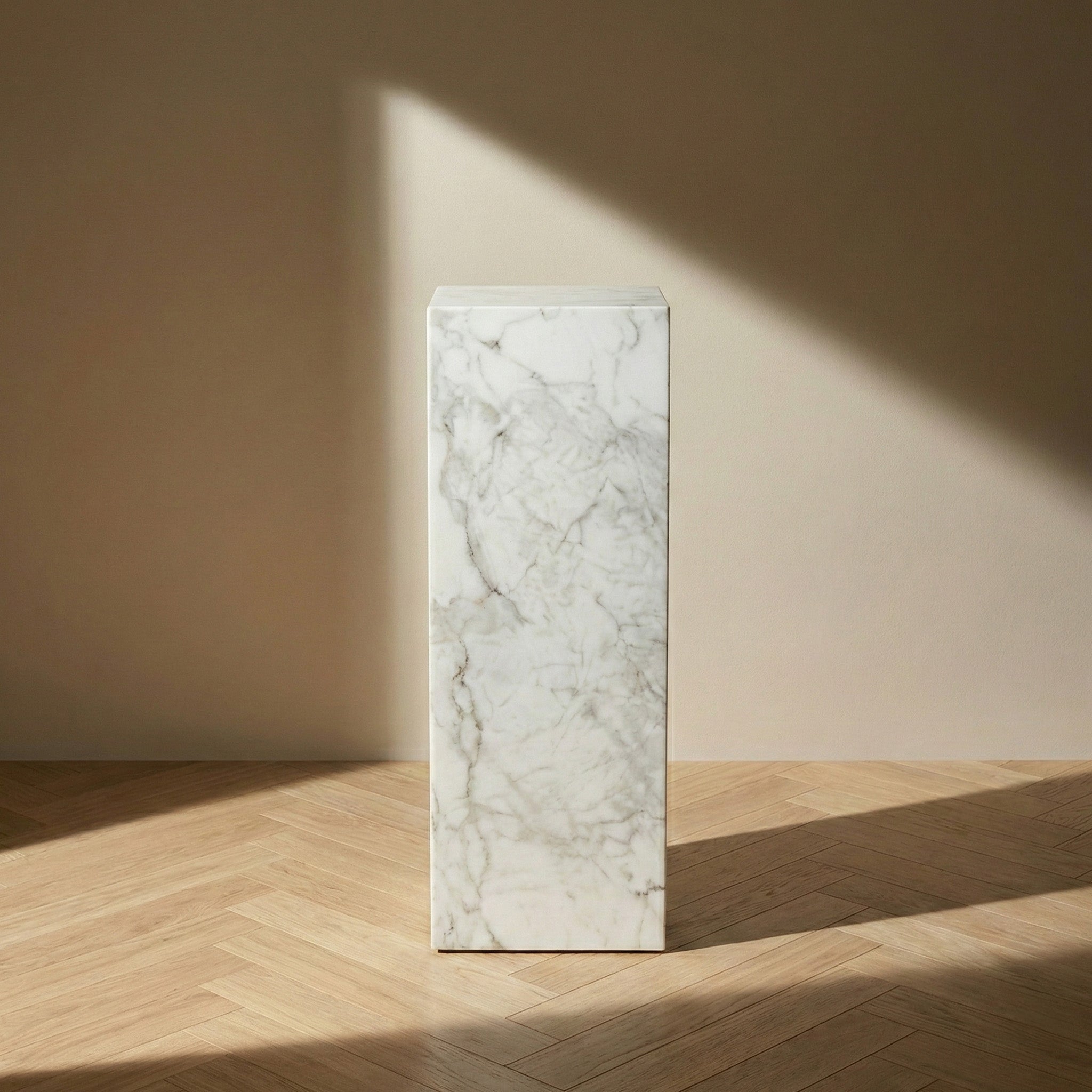 White Carrara Marble Pedestal Stand by VORELLI