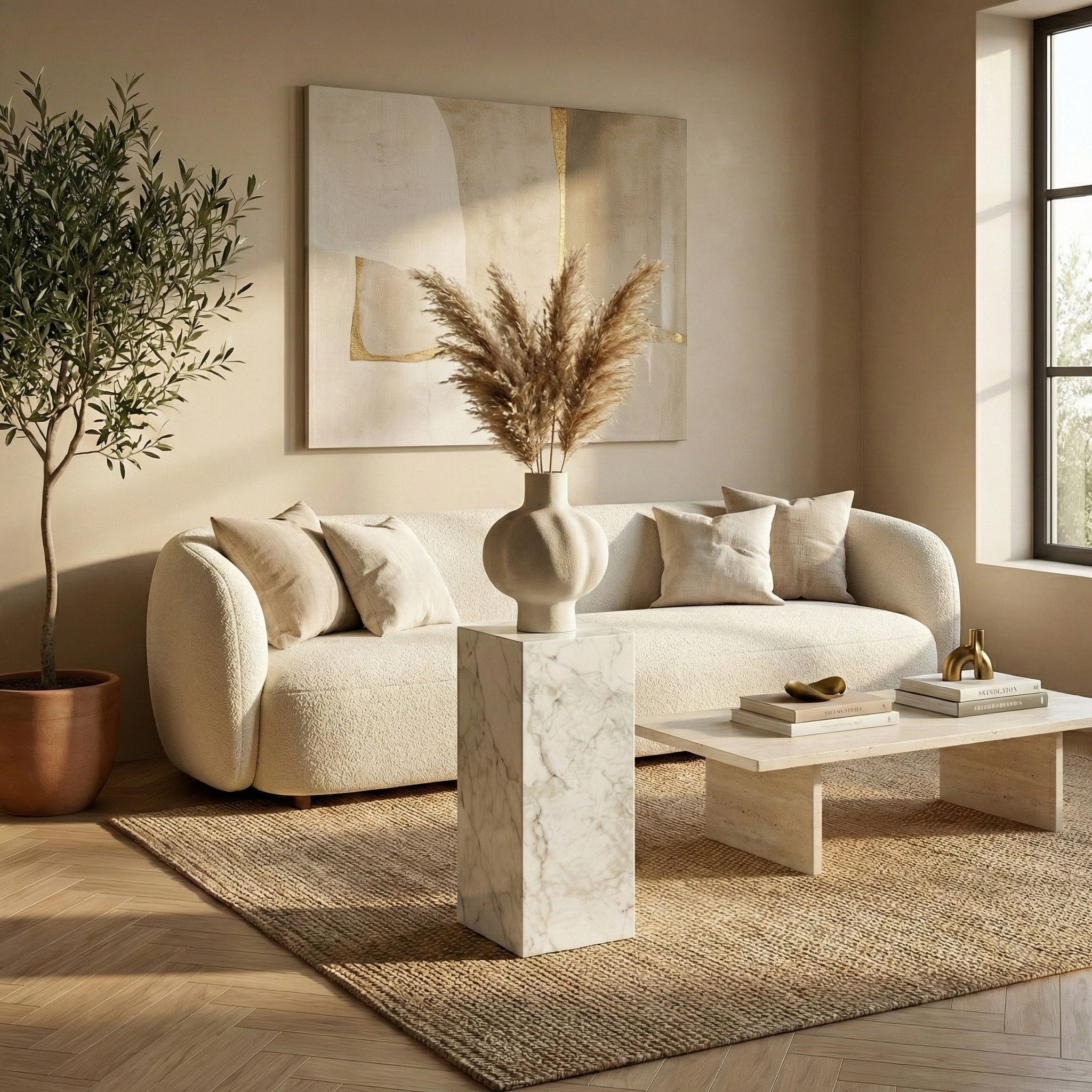 White Carrara Marble Pedestal Stand by VORELLI
