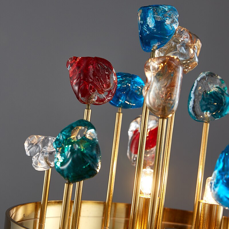 Close up coloured glass spheres on Alytus Table Lamp