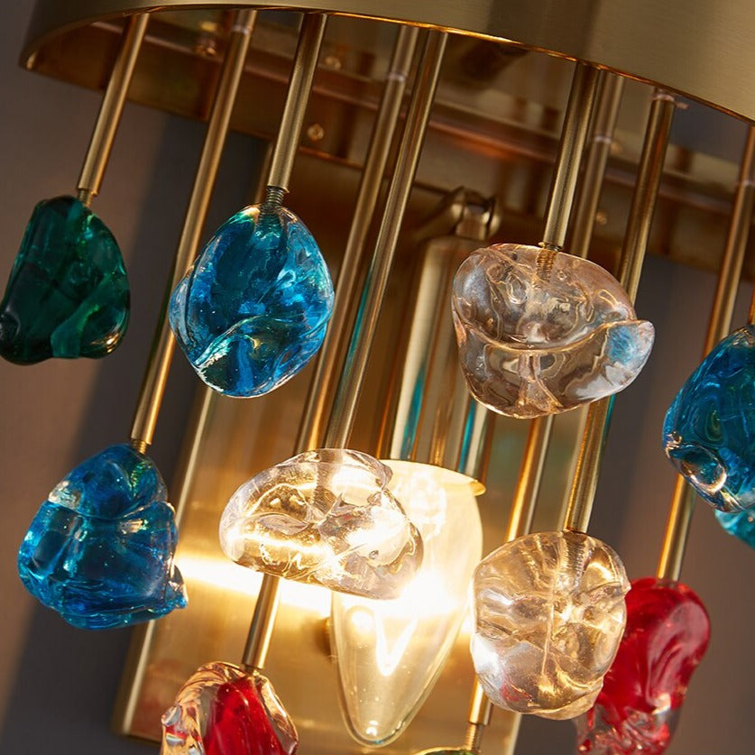 Close up coloured glass spheres on Alytus Wall Light