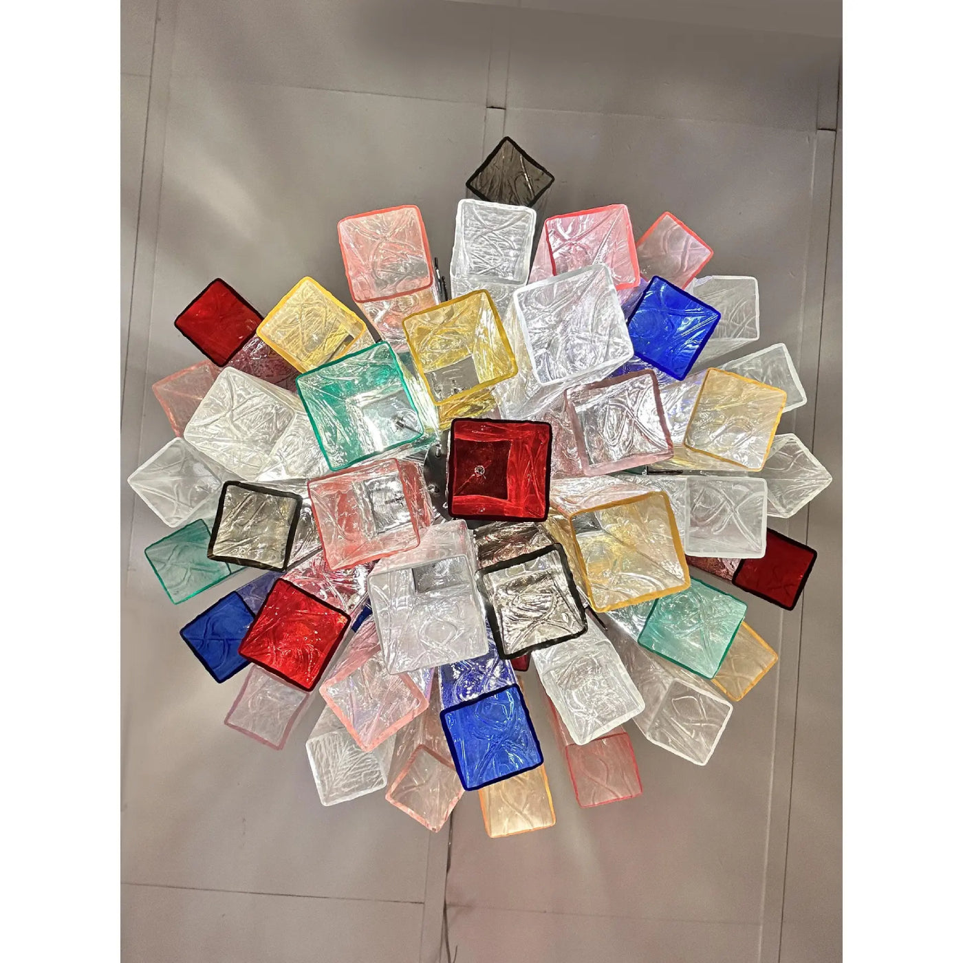 VORELLI Siracusa Squares Murano Glass Staircase Chandelier - Squares Murano Glass image 7