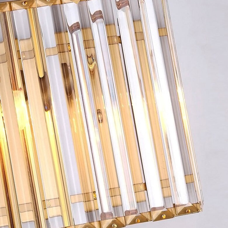 Close up of crystal bars on Alora wall light in Dubai interior