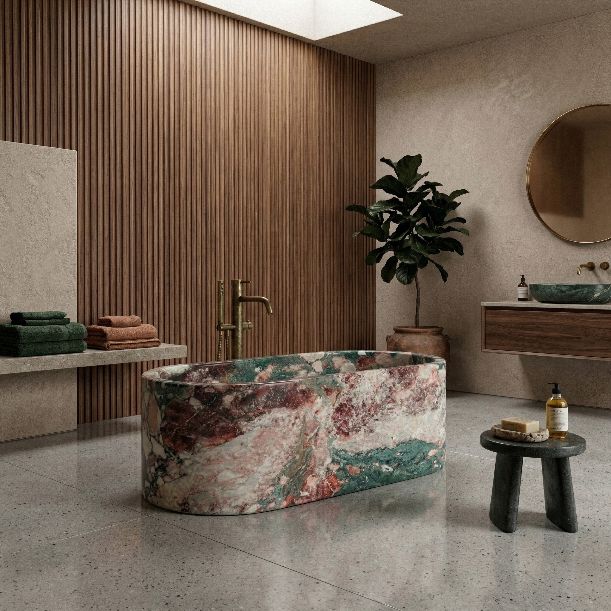 Four Seasons Marble Freestanding Bathtub - Elliptical by VORELLI
