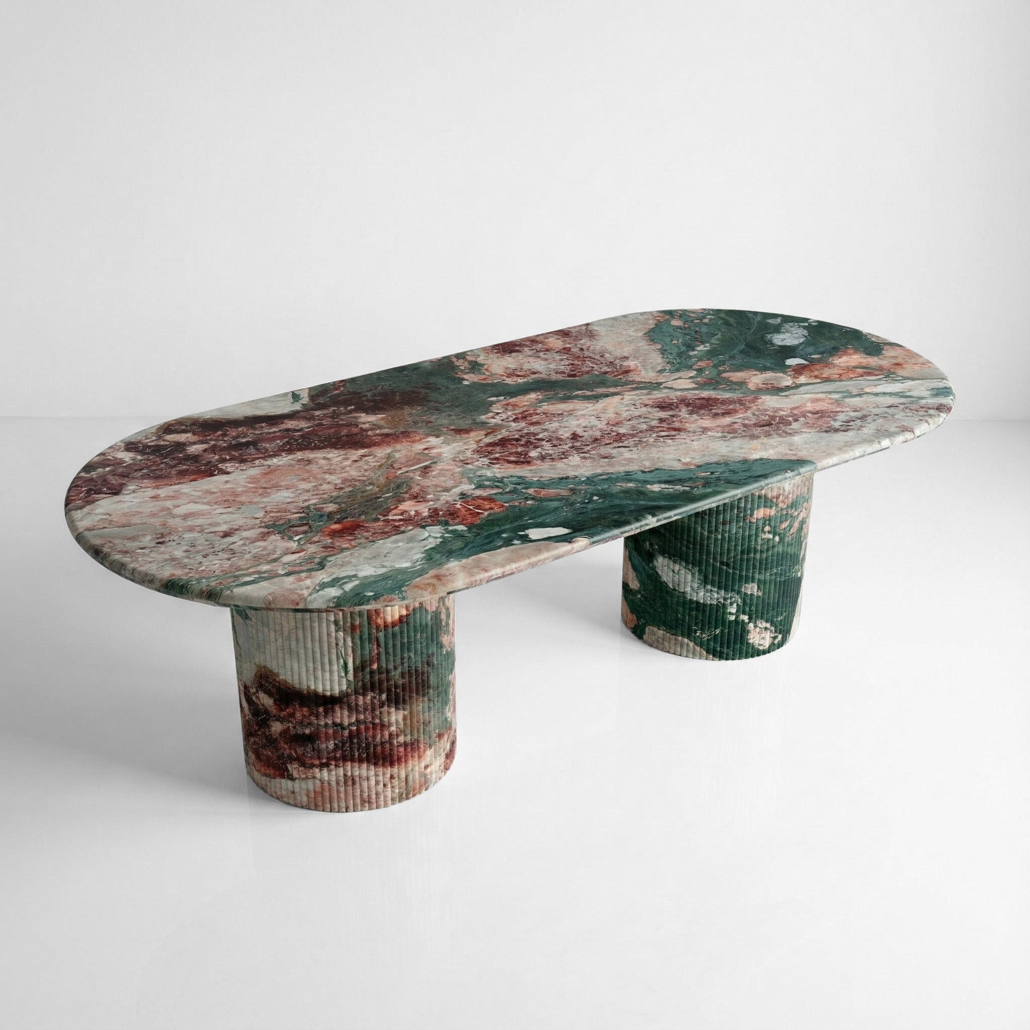 Four Seasons Marble Oval Dining Table - Fluted by VORELLI