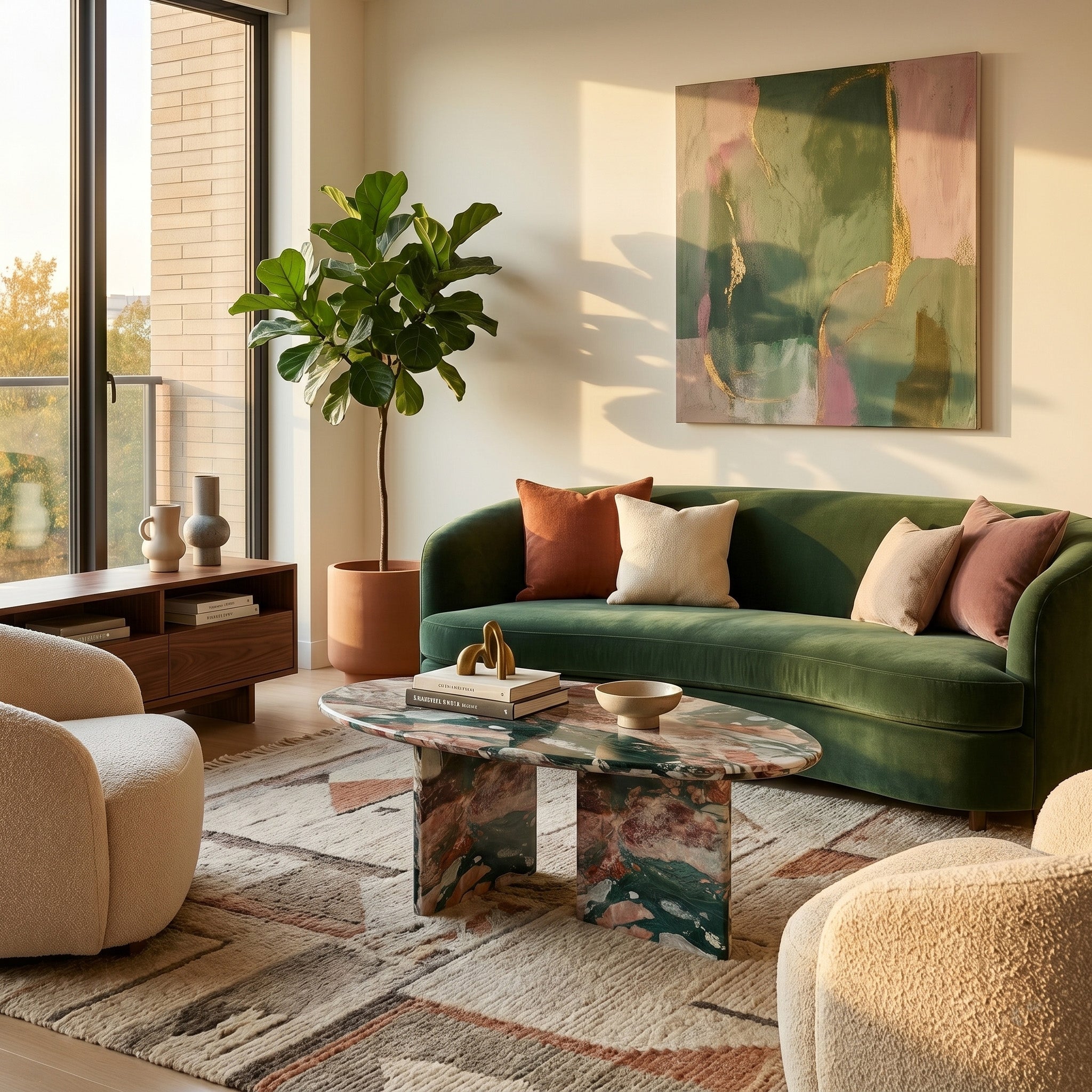 Four Seasons Marble Coffee Table - Pebble by VORELLI