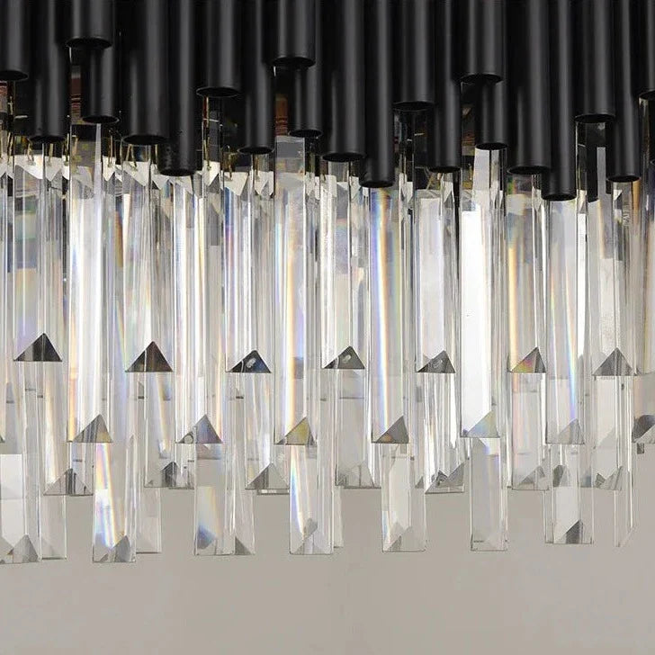 Architectural frame detail of the Gotham rectangular chandelier design