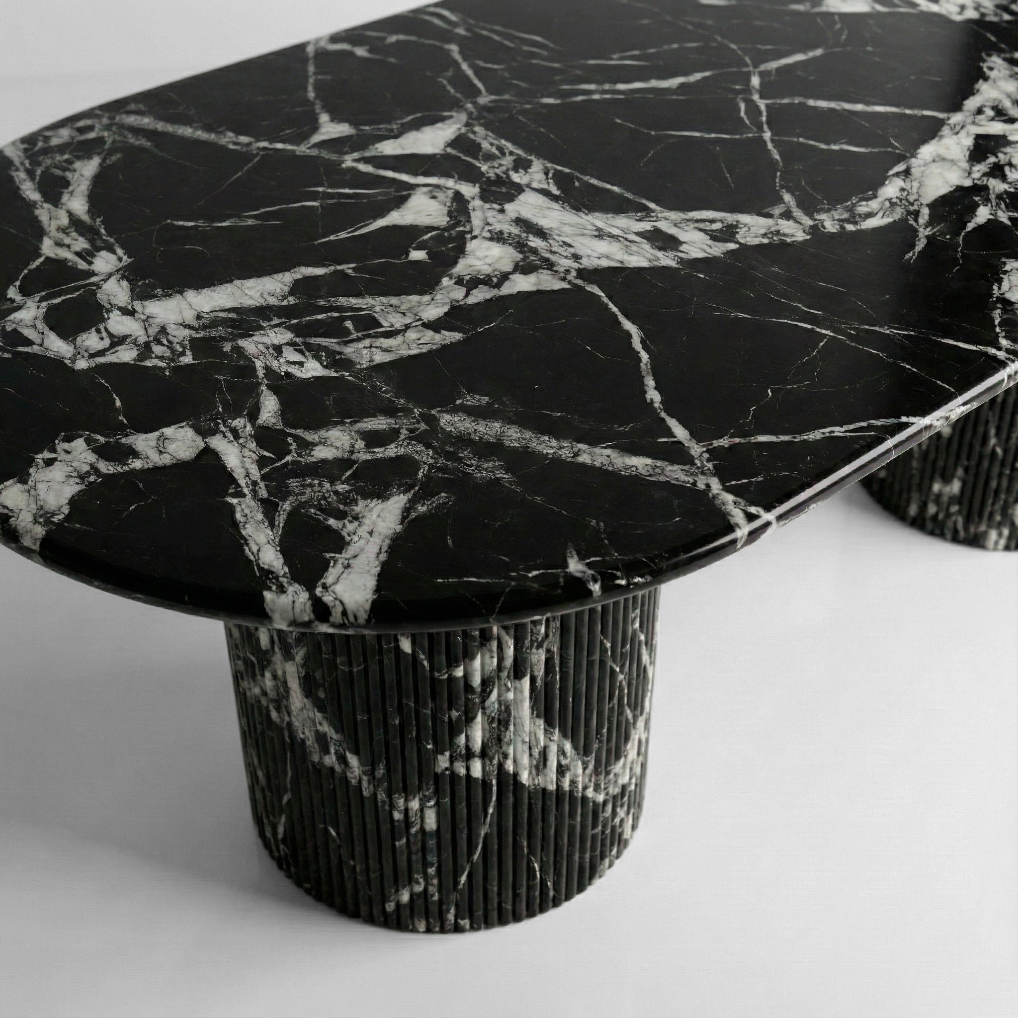 Grand Antique Marble Oval Dining Table - Fluted by VORELLI
