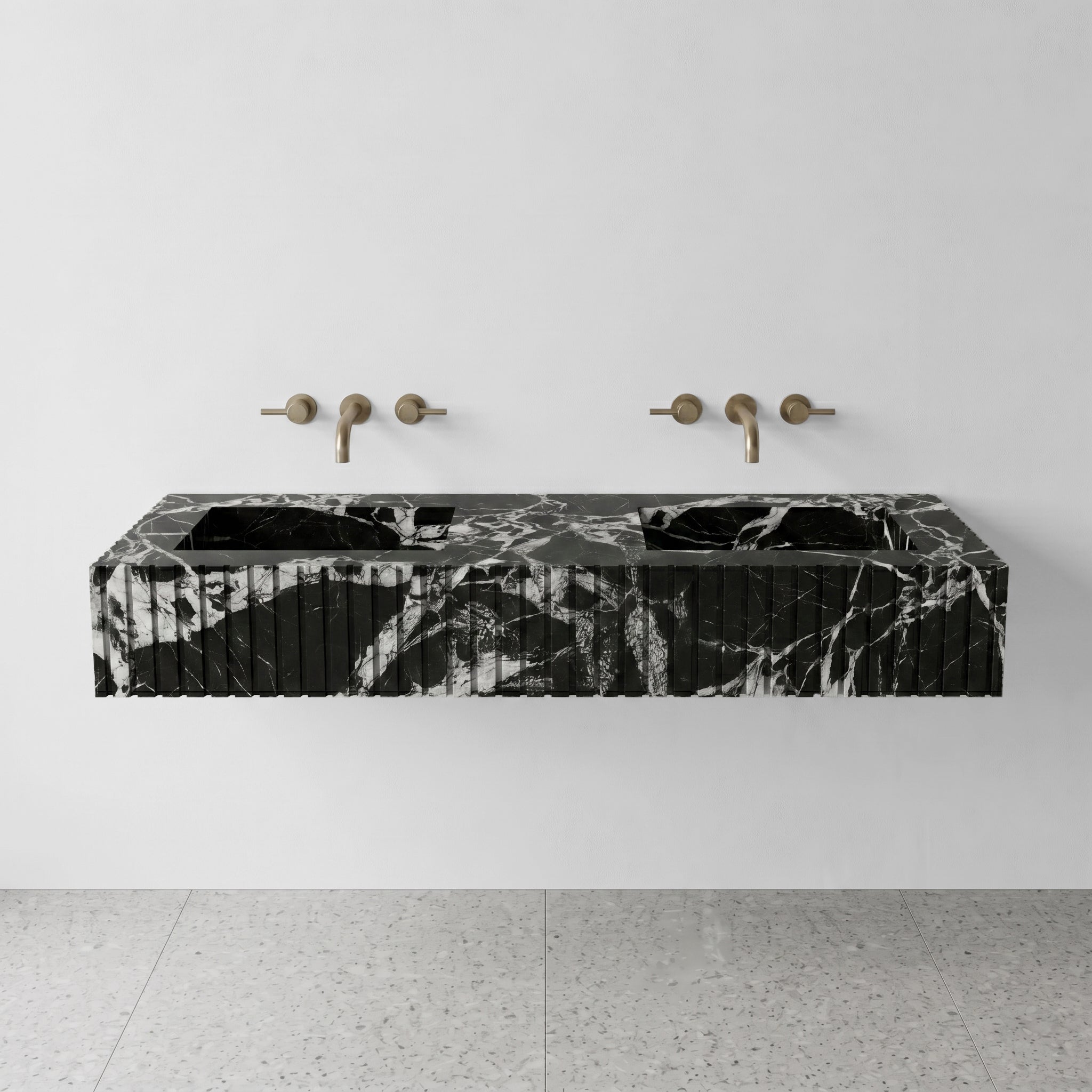 Grand Antique Marble Double Sink - Fluted by VORELLI