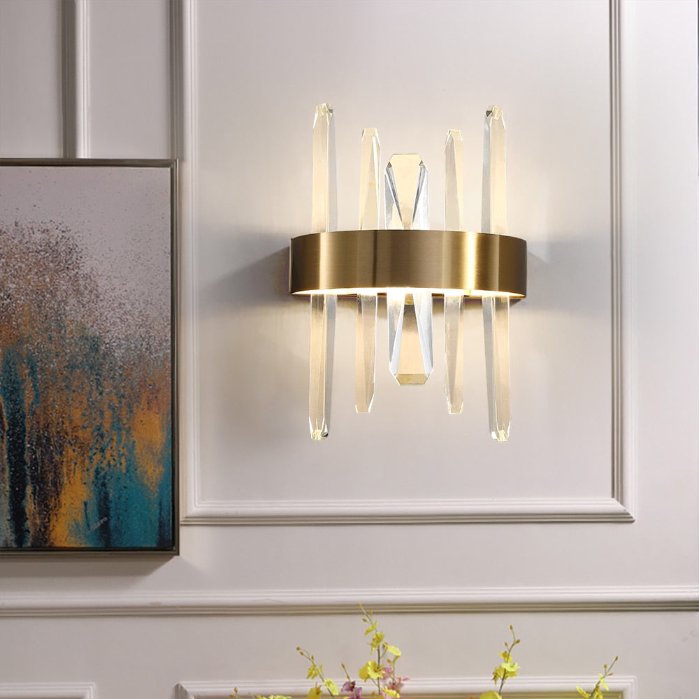 Grantchester Wall Light featuring diamond cut faceted crystals in a refined luxury interior