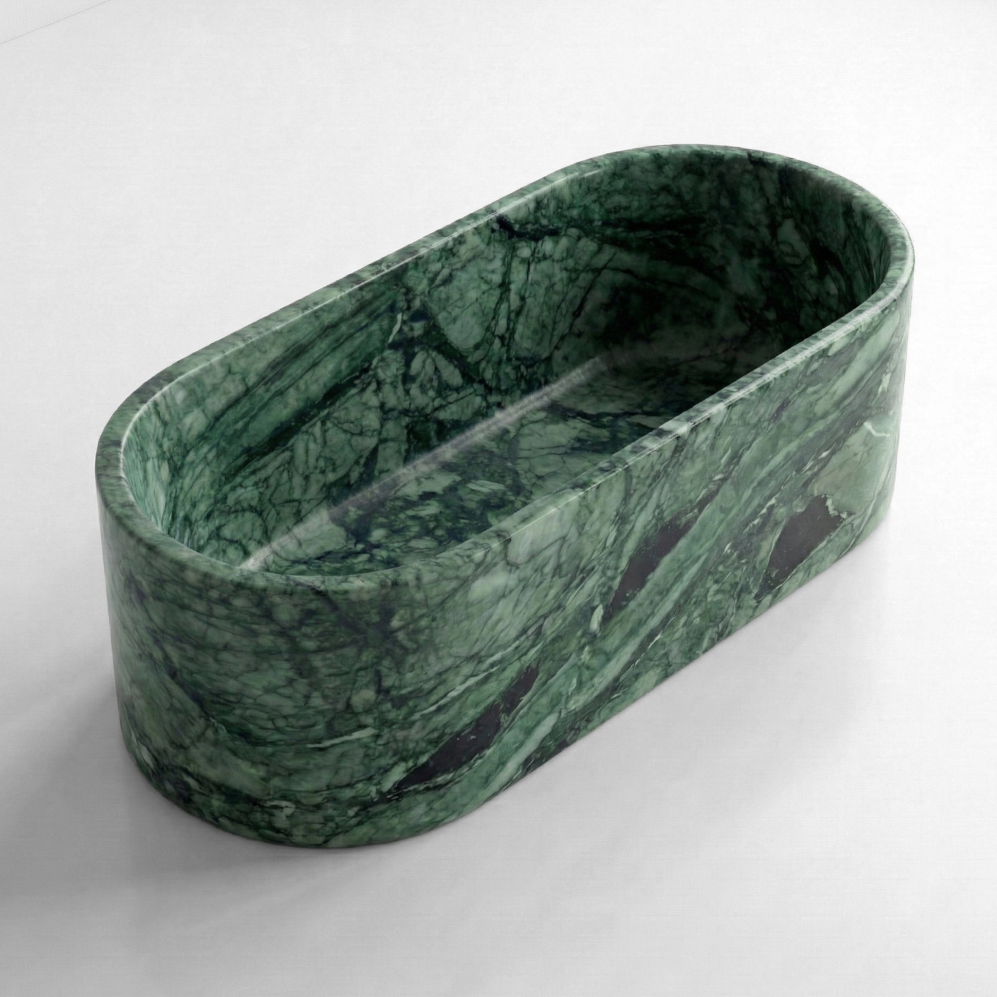 Green Guatemala Marble Freestanding Bathtub - Elliptical by VORELLI