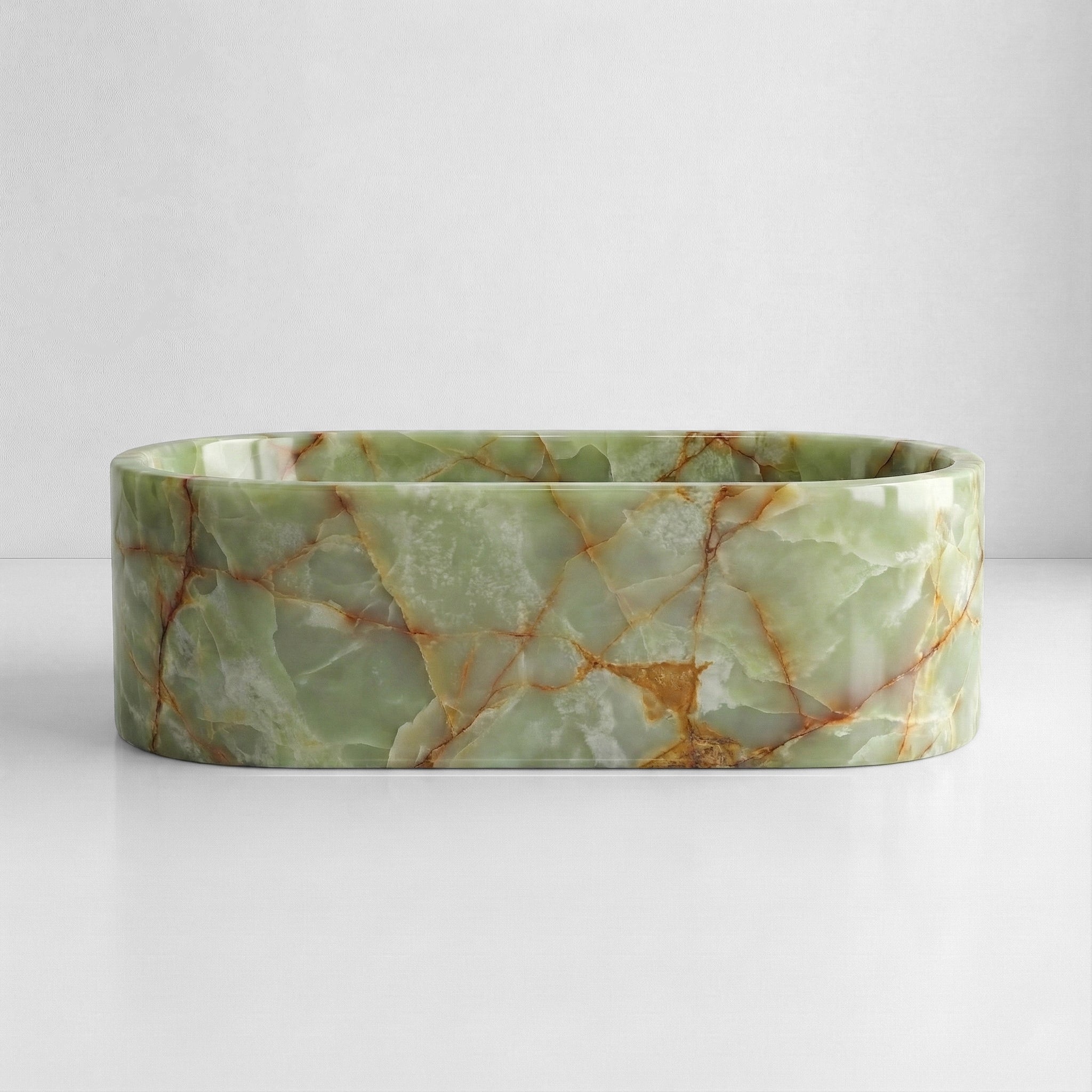 Green Onyx Freestanding Bathtub - Elliptical by VORELLI