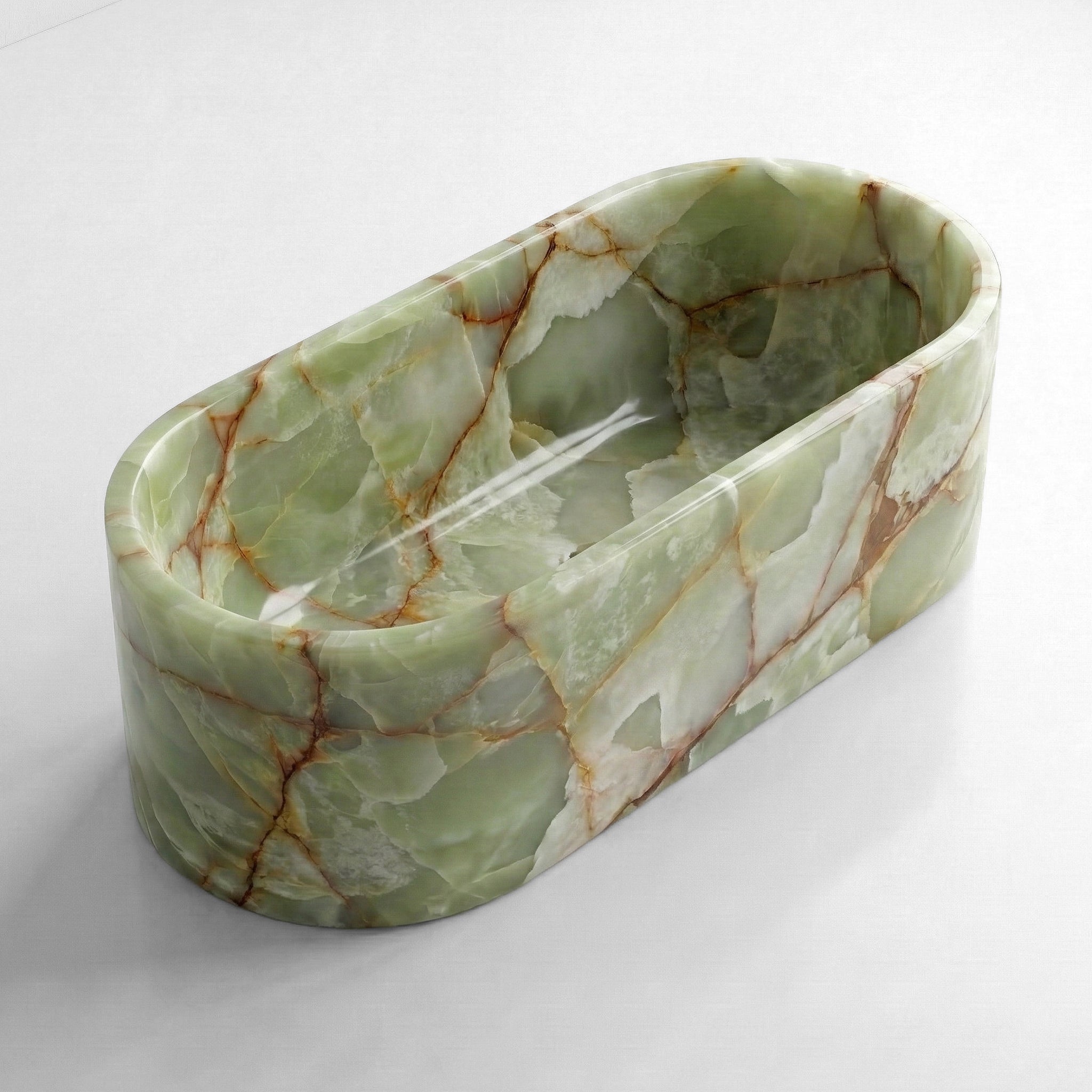Green Onyx Freestanding Bathtub - Elliptical by VORELLI