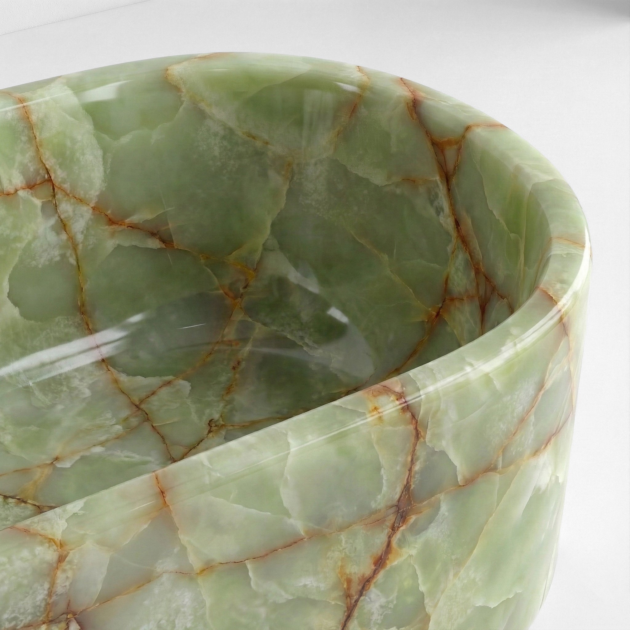 Green Onyx Freestanding Bathtub - Elliptical by VORELLI