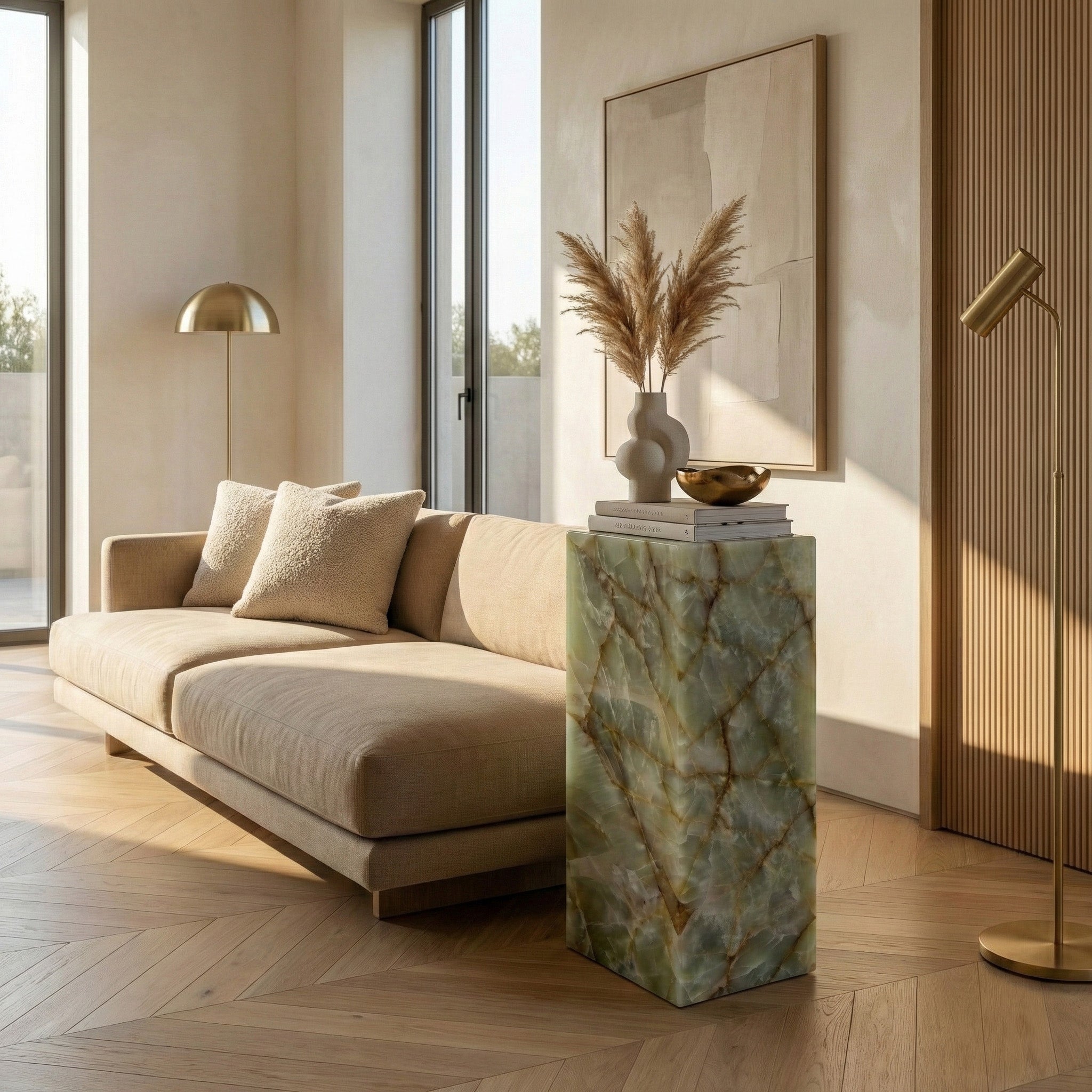 Green Onyx Pedestal Stand by VORELLI