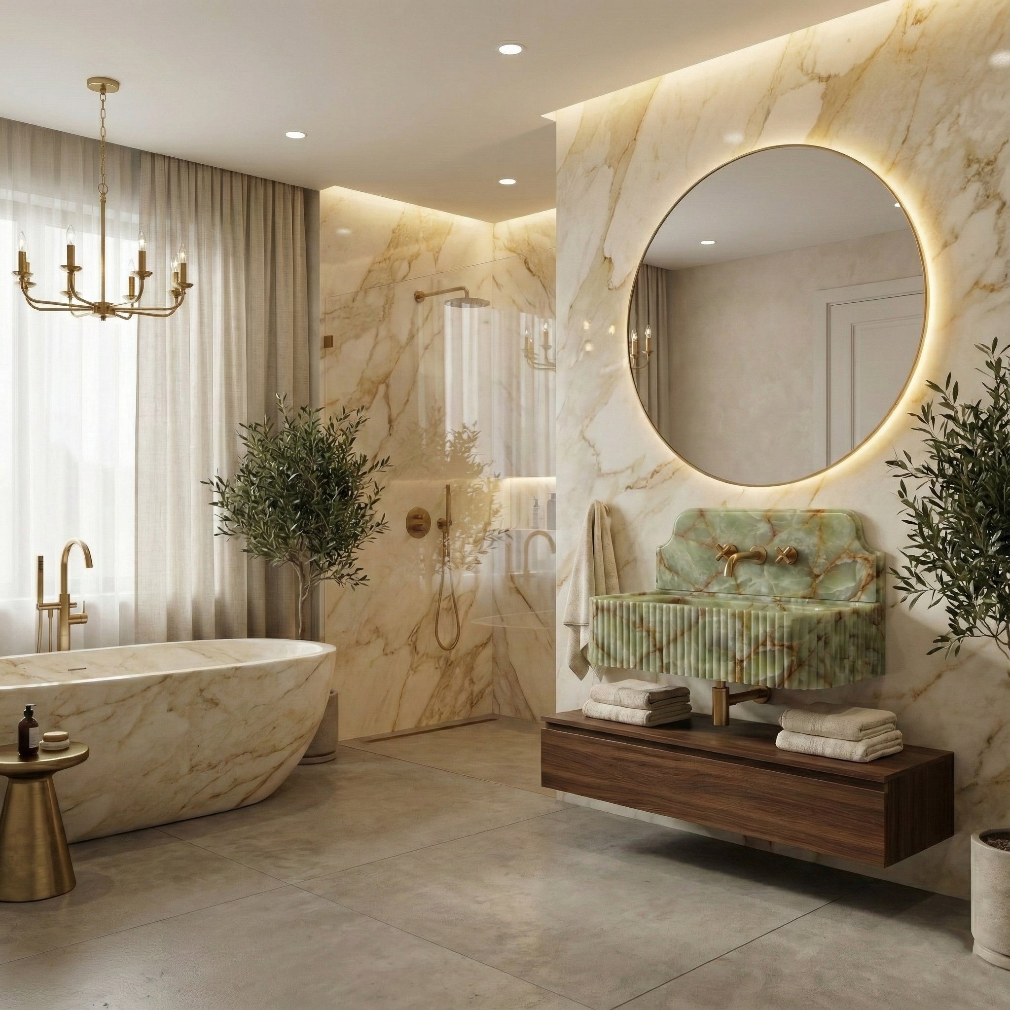 Green Onyx Backsplash Sink - Fluted by VORELLI