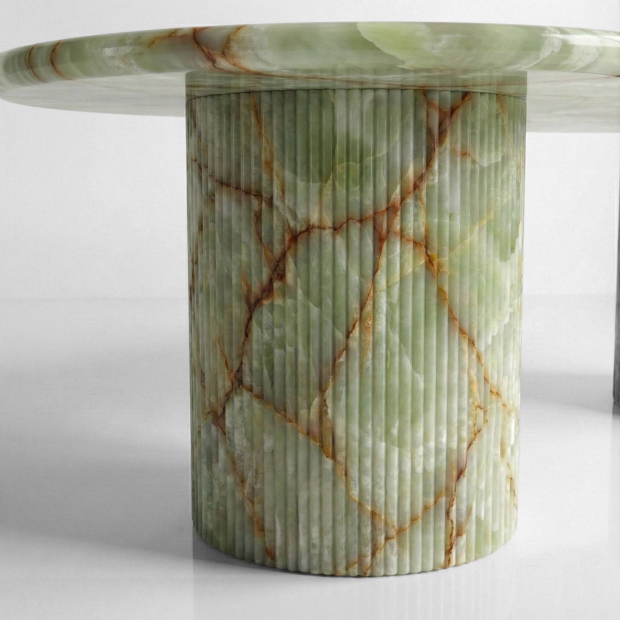 Green Onyx Oval Dining Table - Fluted by VORELLI