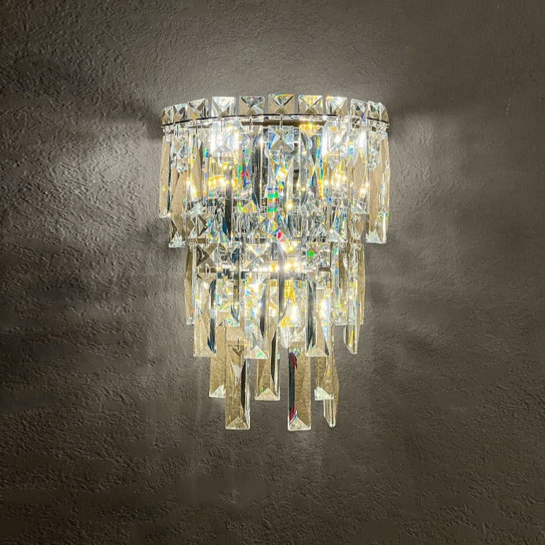 Luxury crystal wall light illuminated in Dubai villa interior
