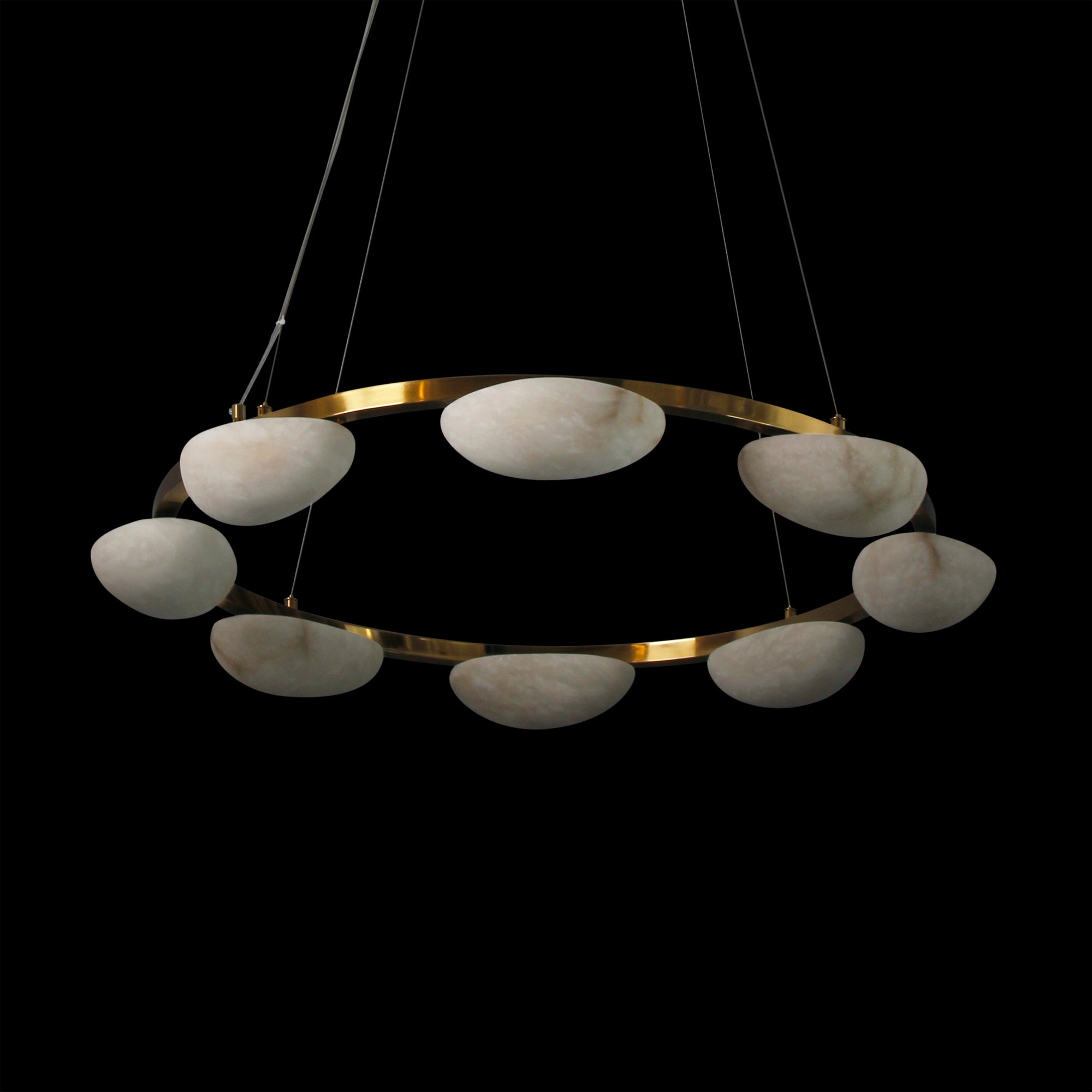 Modern marble circular chandelier in contemporary UAE setting