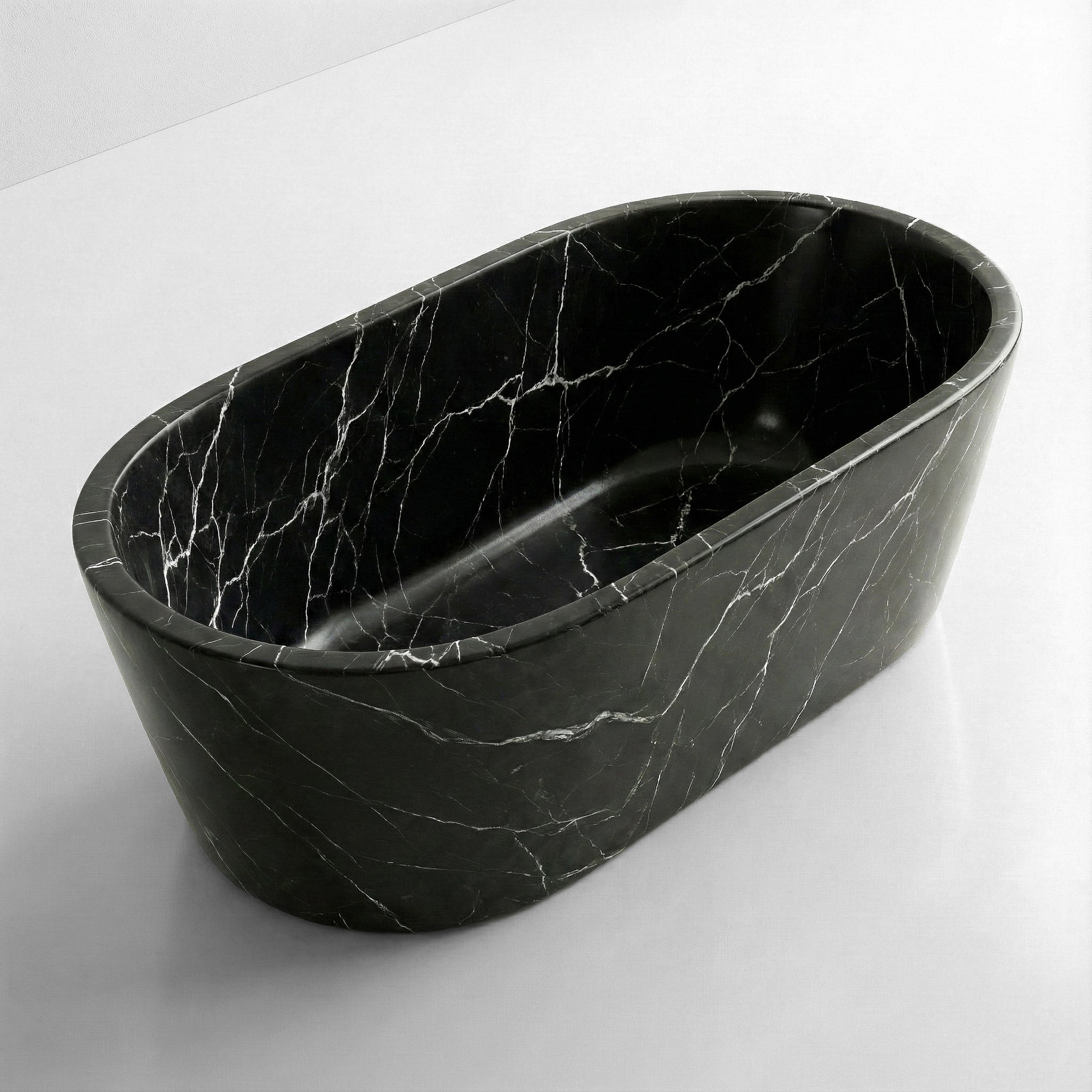 Black Marquina Marble Freestanding Bathtub - Tapered by VORELLI