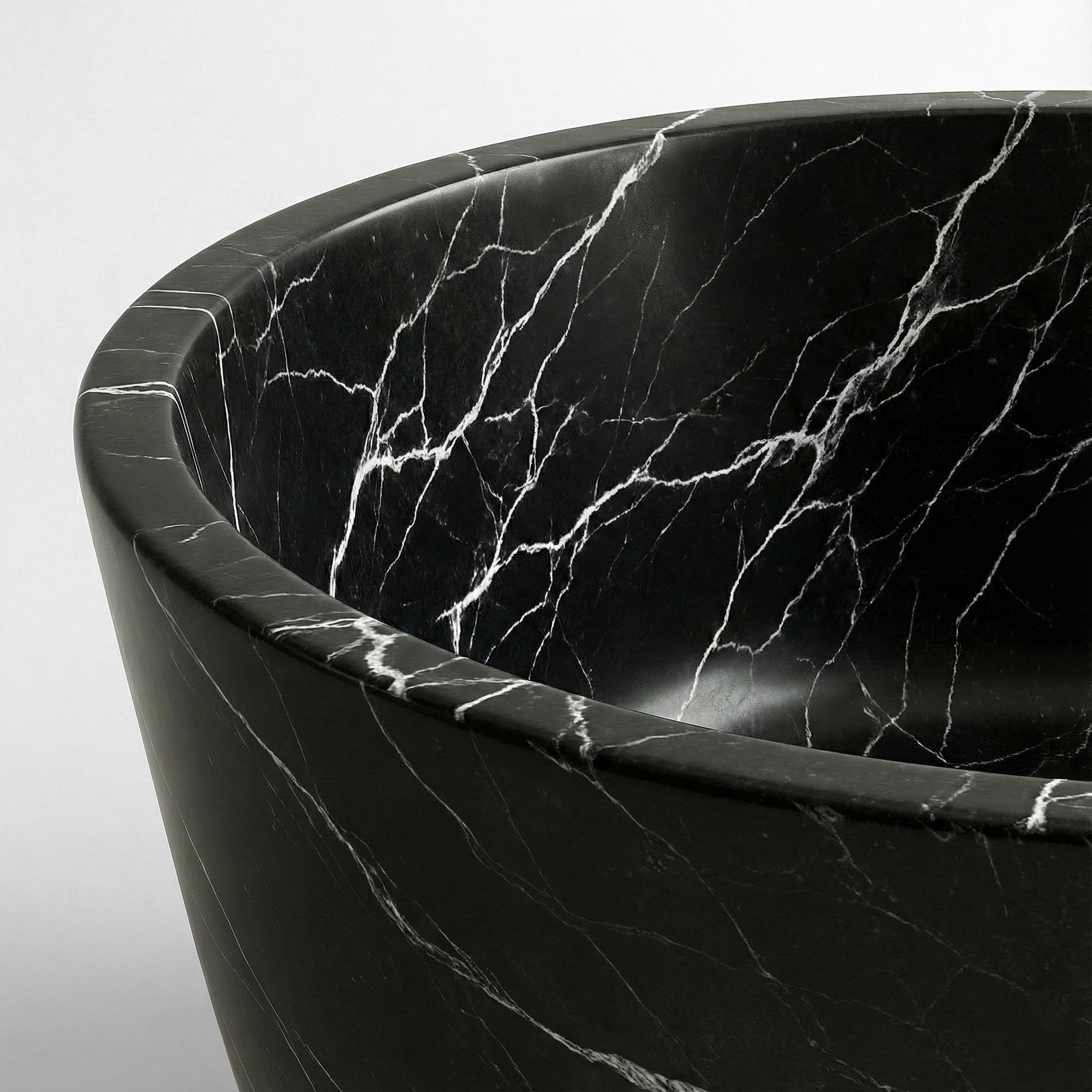 Black Marquina Marble Freestanding Bathtub - Tapered by VORELLI