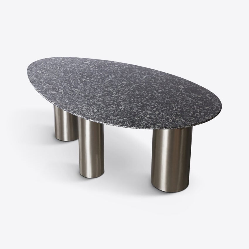 Belluno Dining Table – Fossil black Marble