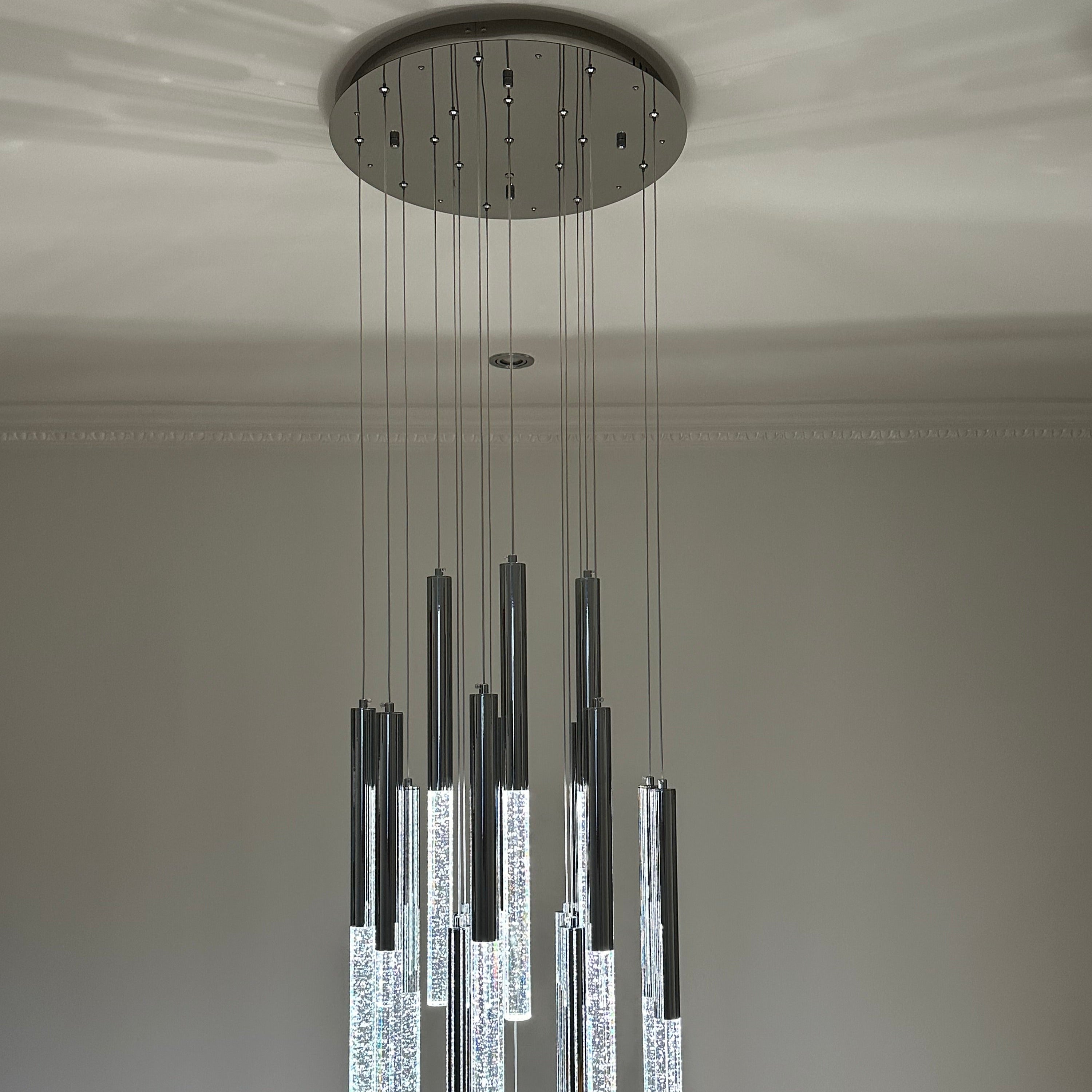 Long drop crystal chandelier for UAE staircase interior