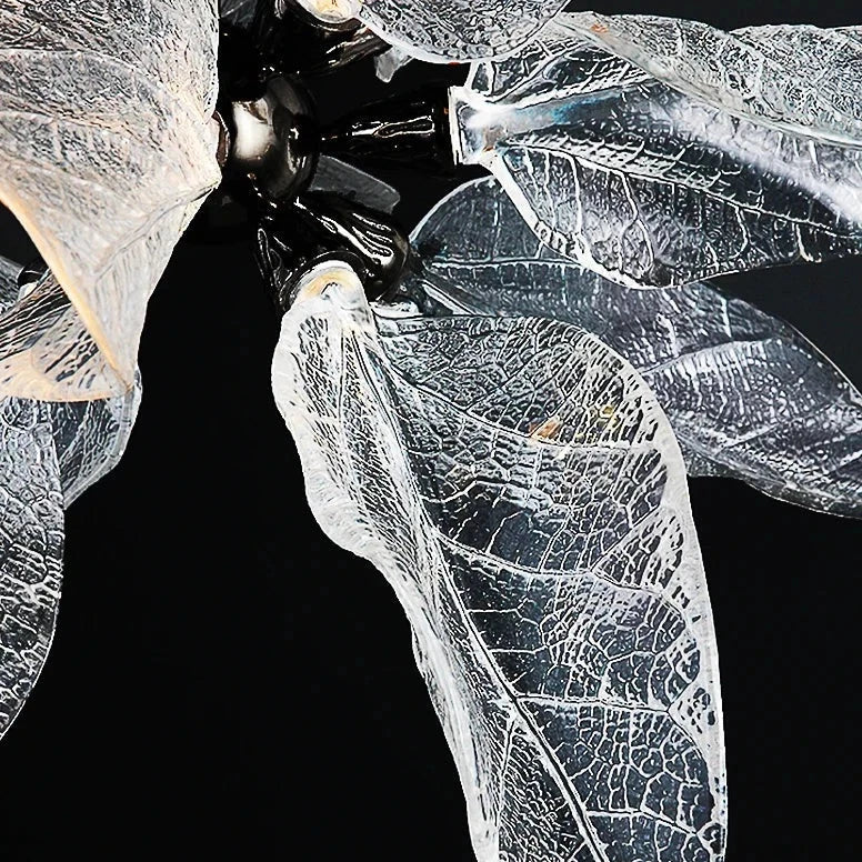 Macro detail of glass leaf form on Ottobre pendant light by VORELLI®