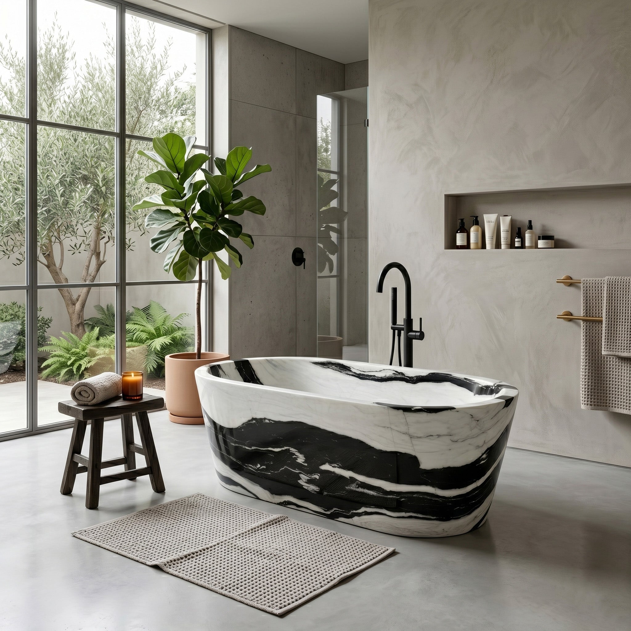 Panda Marble Freestanding Bathtub - Tapered by VORELLI