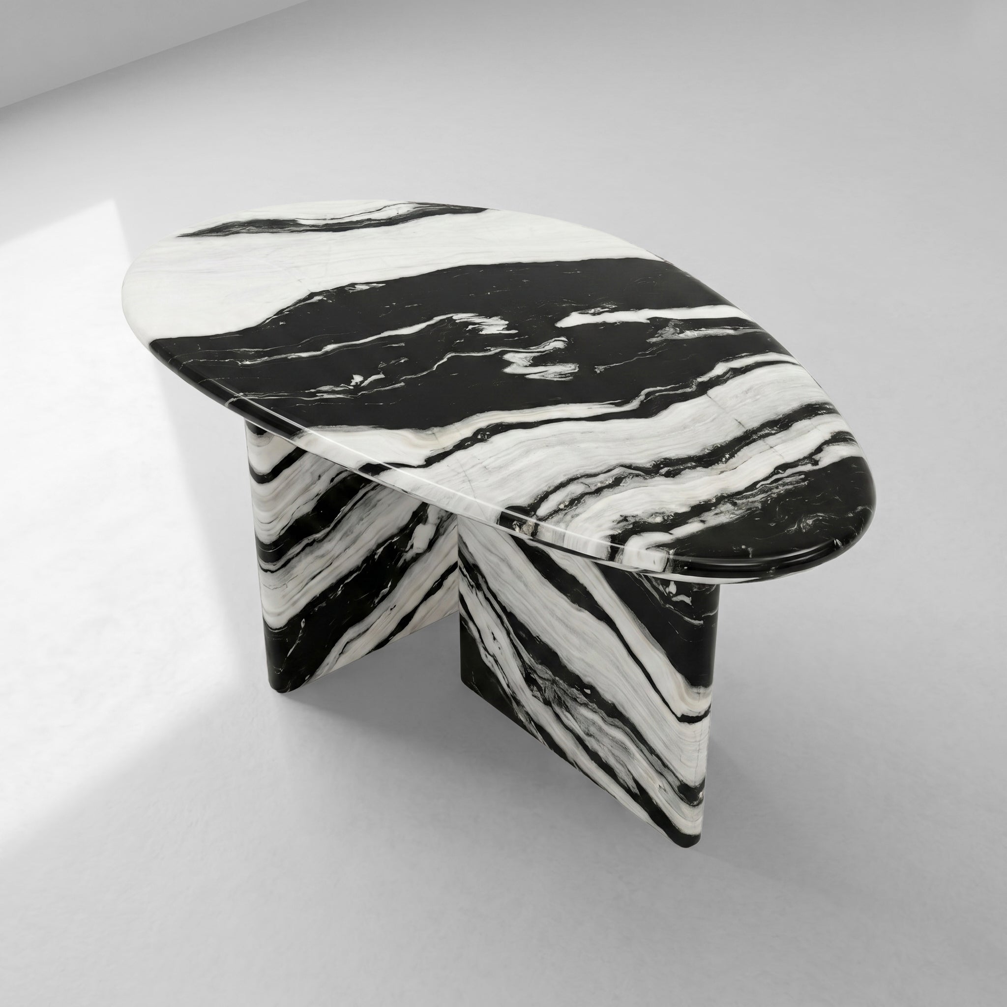 Panda White Marble Coffee Table - Pebble by VORELLI