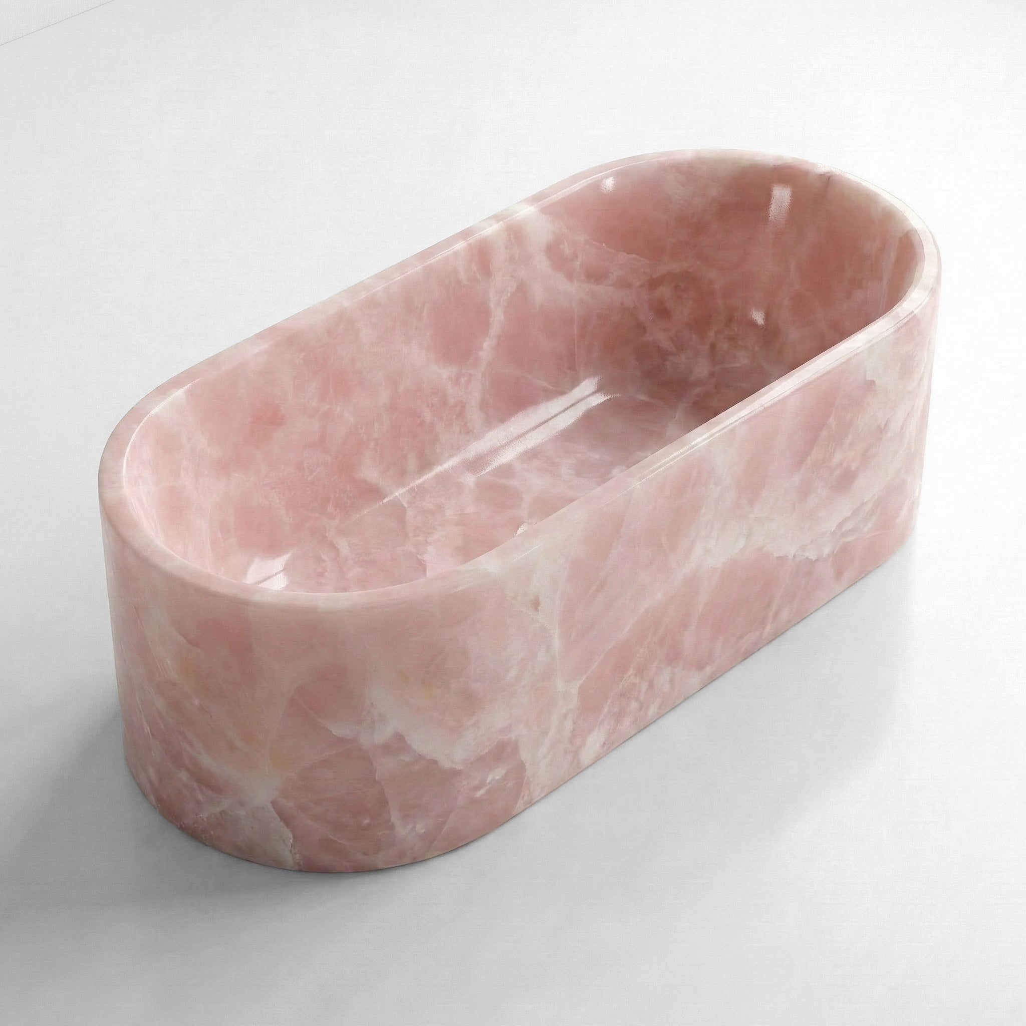 Pink Onyx Freestanding Bathtub - Elliptical by VORELLI