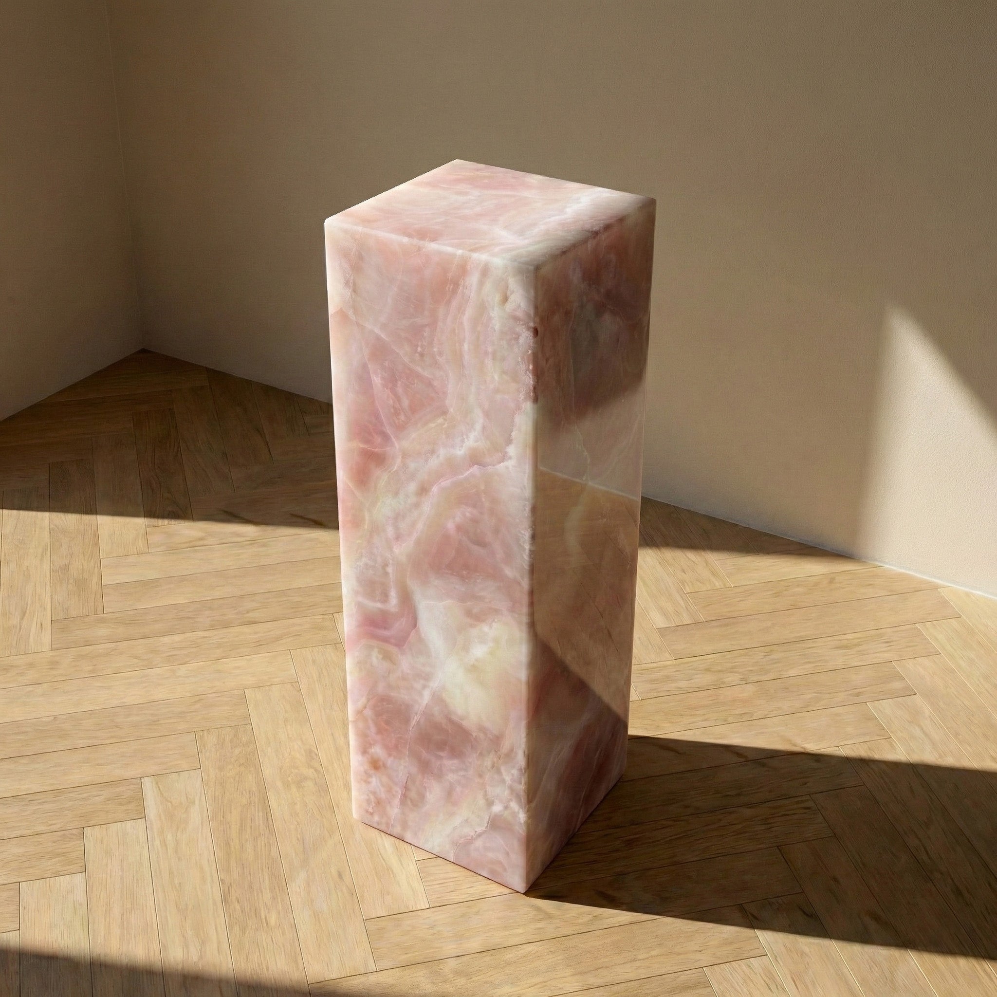 Pink Onyx Pedestal Stand by VORELLI