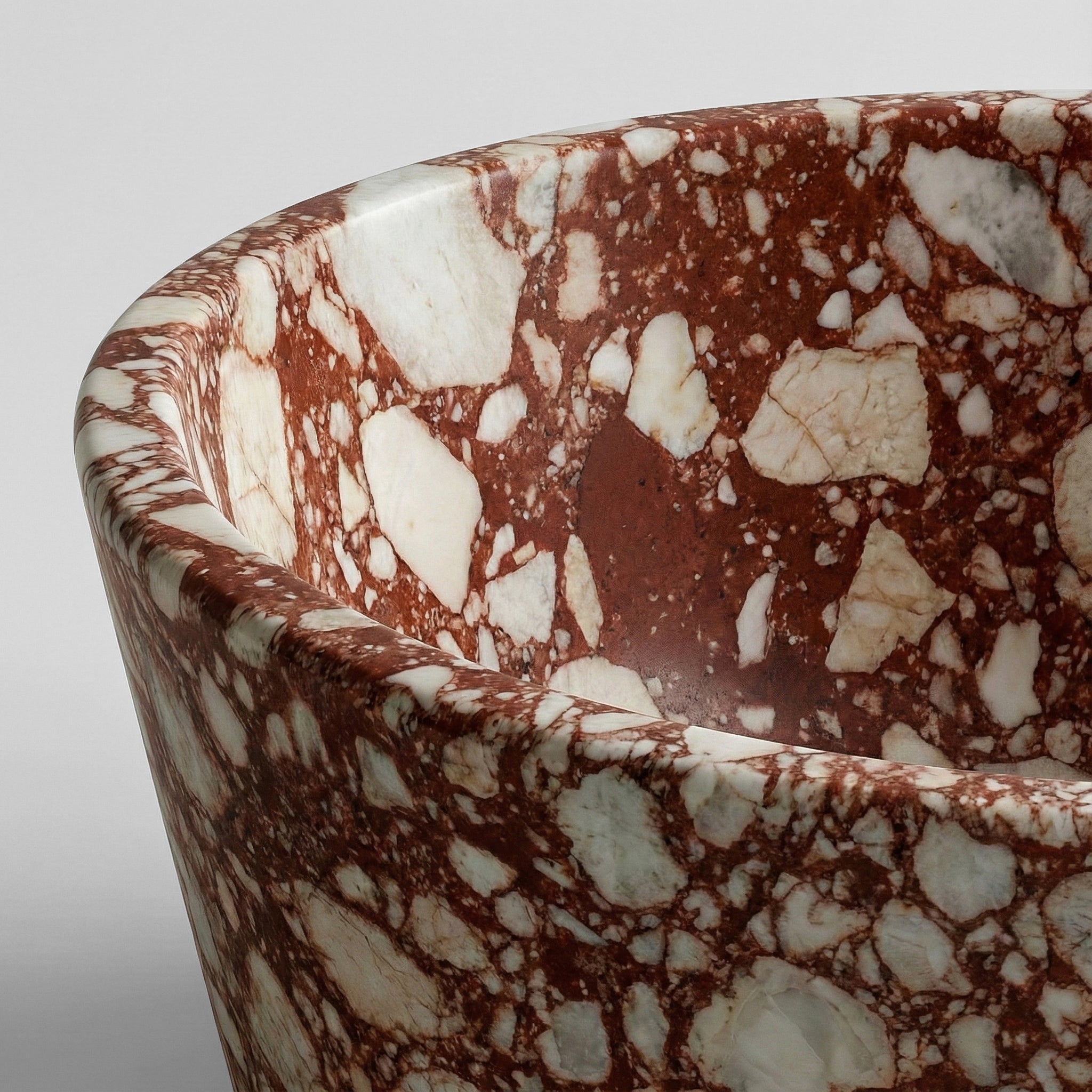 Red Bulgari Marble Freestanding Bathtub - Tapered by VORELLI