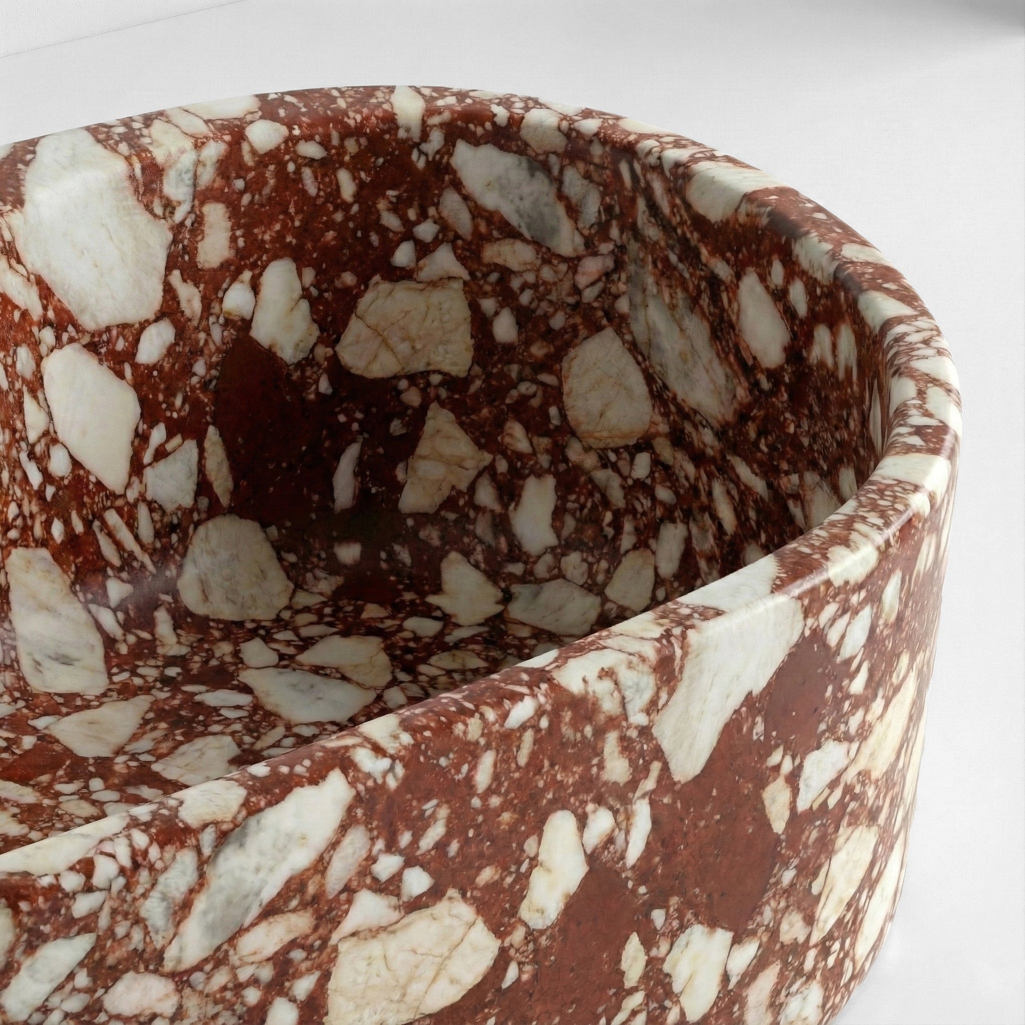 Red Bulgari Marble Freestanding Bathtub - Elliptical by VORELLI