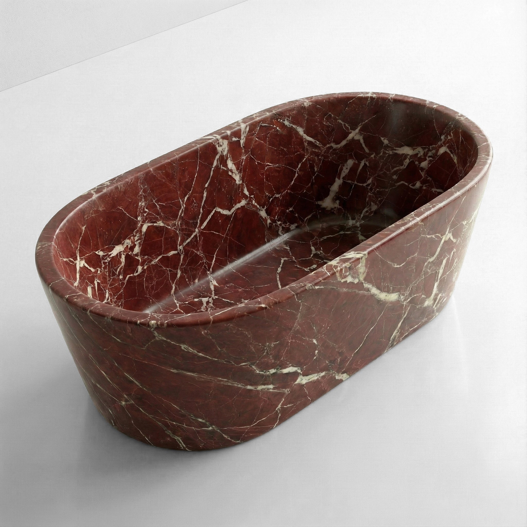 Rosso Levanto Marble Freestanding Bathtub - Tapered by VORELLI