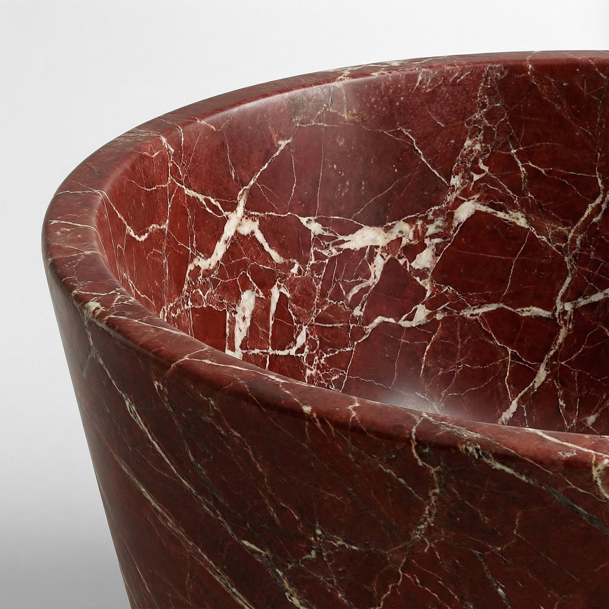 Rosso Levanto Marble Freestanding Bathtub - Tapered by VORELLI