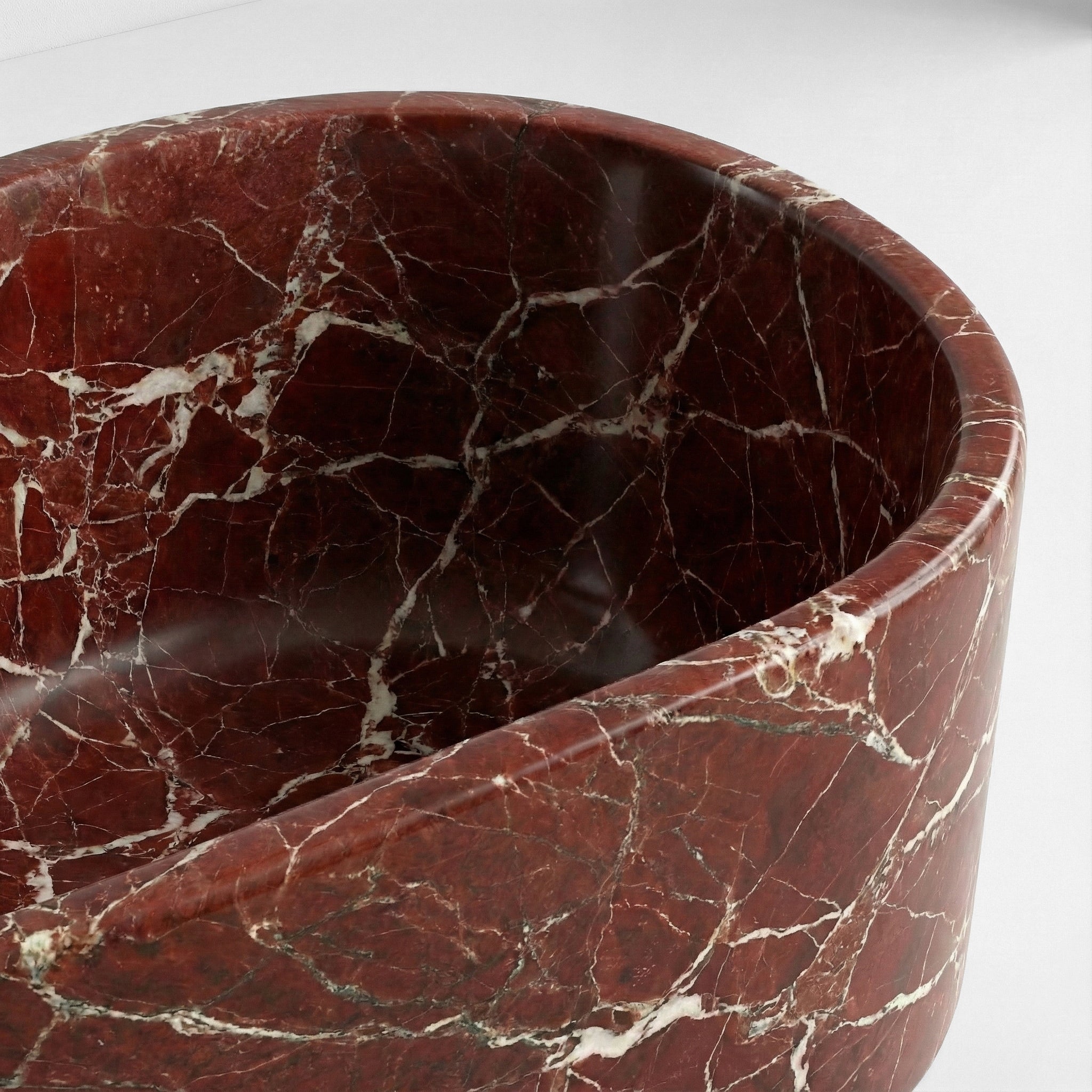 Rosso Levanto Marble Freestanding Bathtub - Elliptical by VORELLI