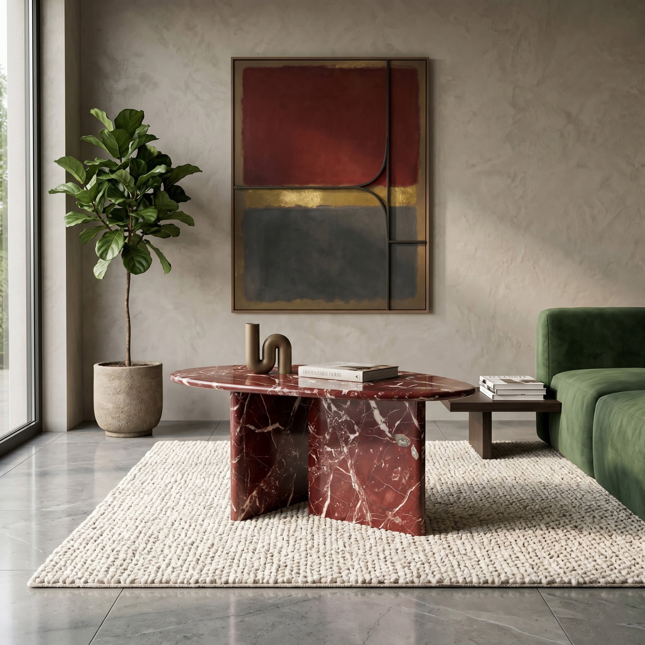 Rosso Levanto Marble Coffee Table - Pebble by VORELLI