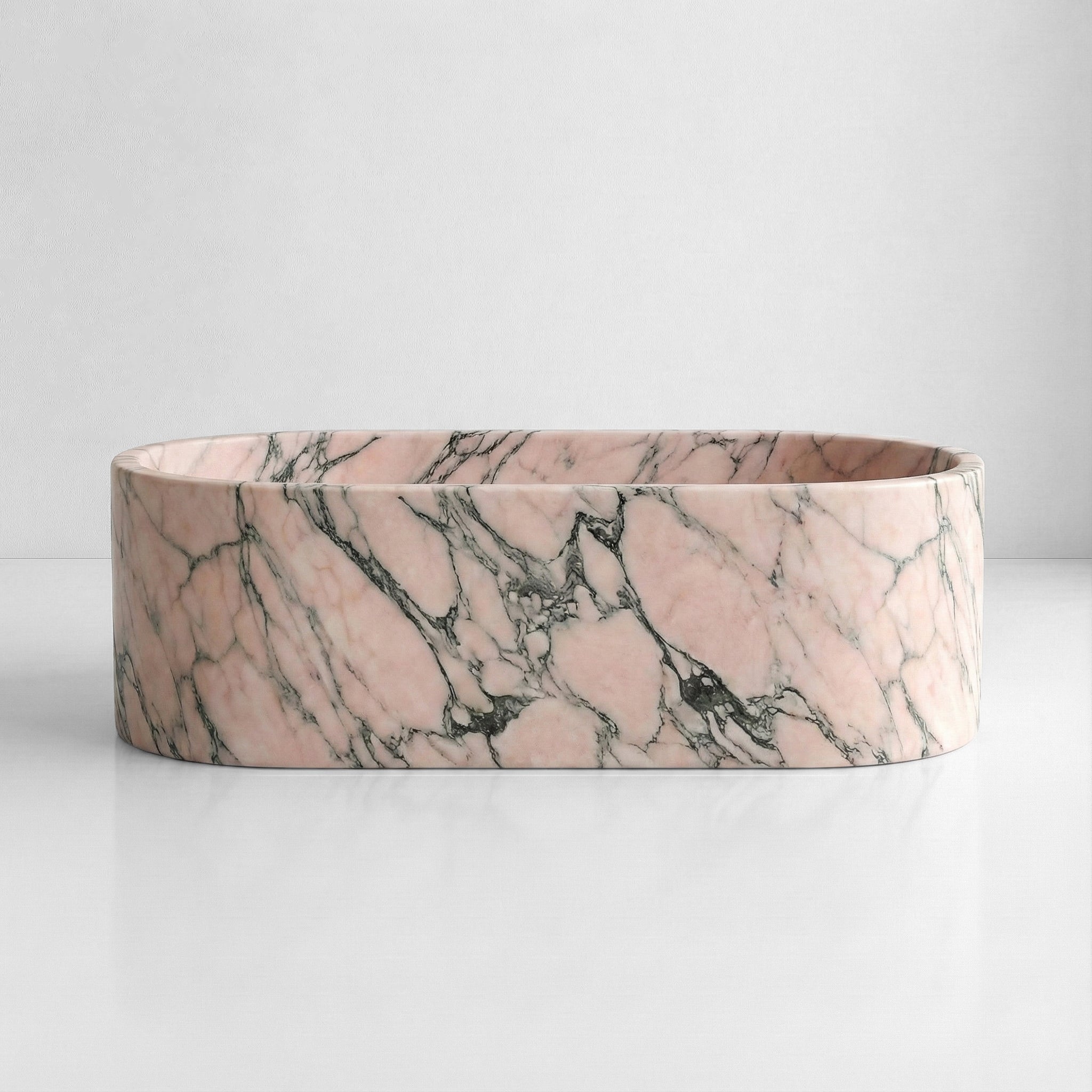 Rosso Portogallo Marble Freestanding Bathtub - Elliptical by VORELLI