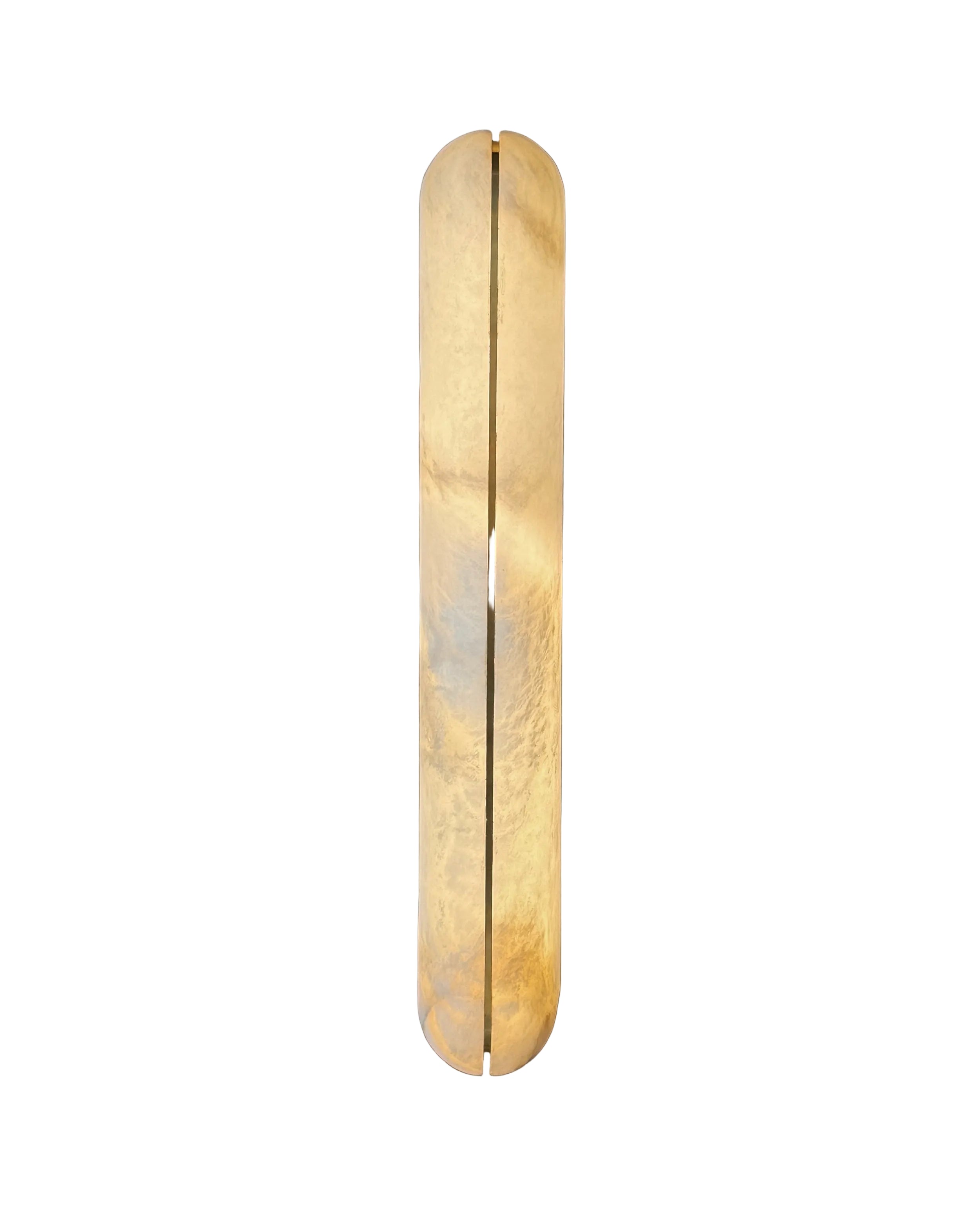 Serino marble wall light featuring elongated vertical stone silhouette with refined wall mounted design on white background