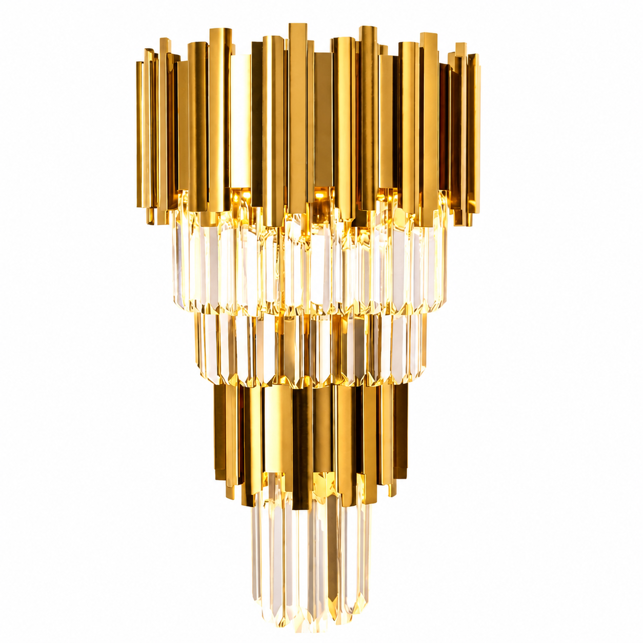 The Boeotia double wall light emitting a soft ambient glow across a textured wall surface.