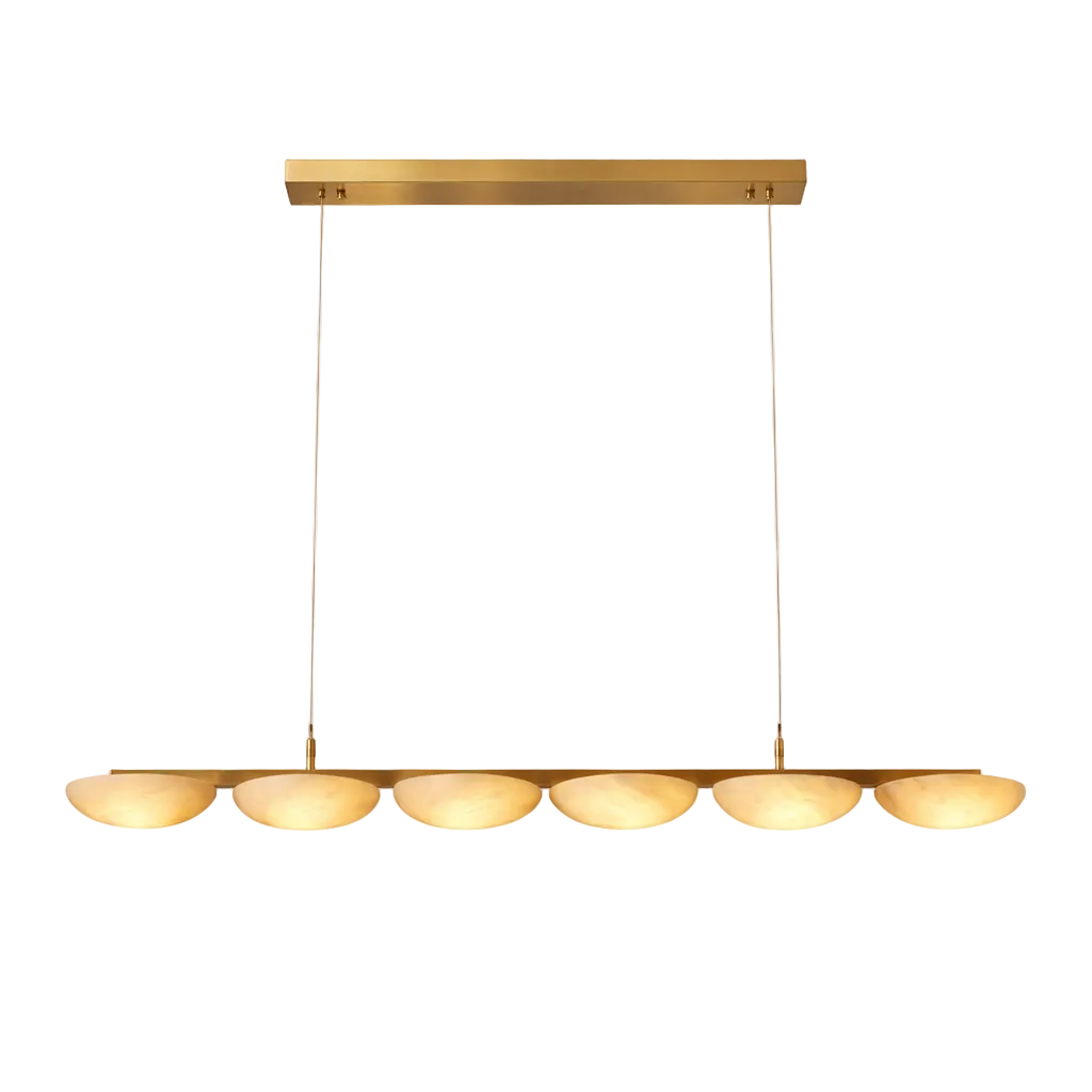 VORELLI Alba marble rectangular chandelier UAE white background