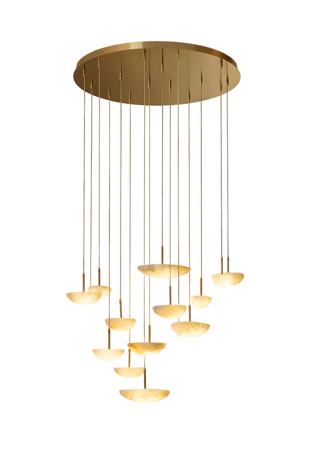 VORELLI Alba marble pendant staircase chandelier UAE white background