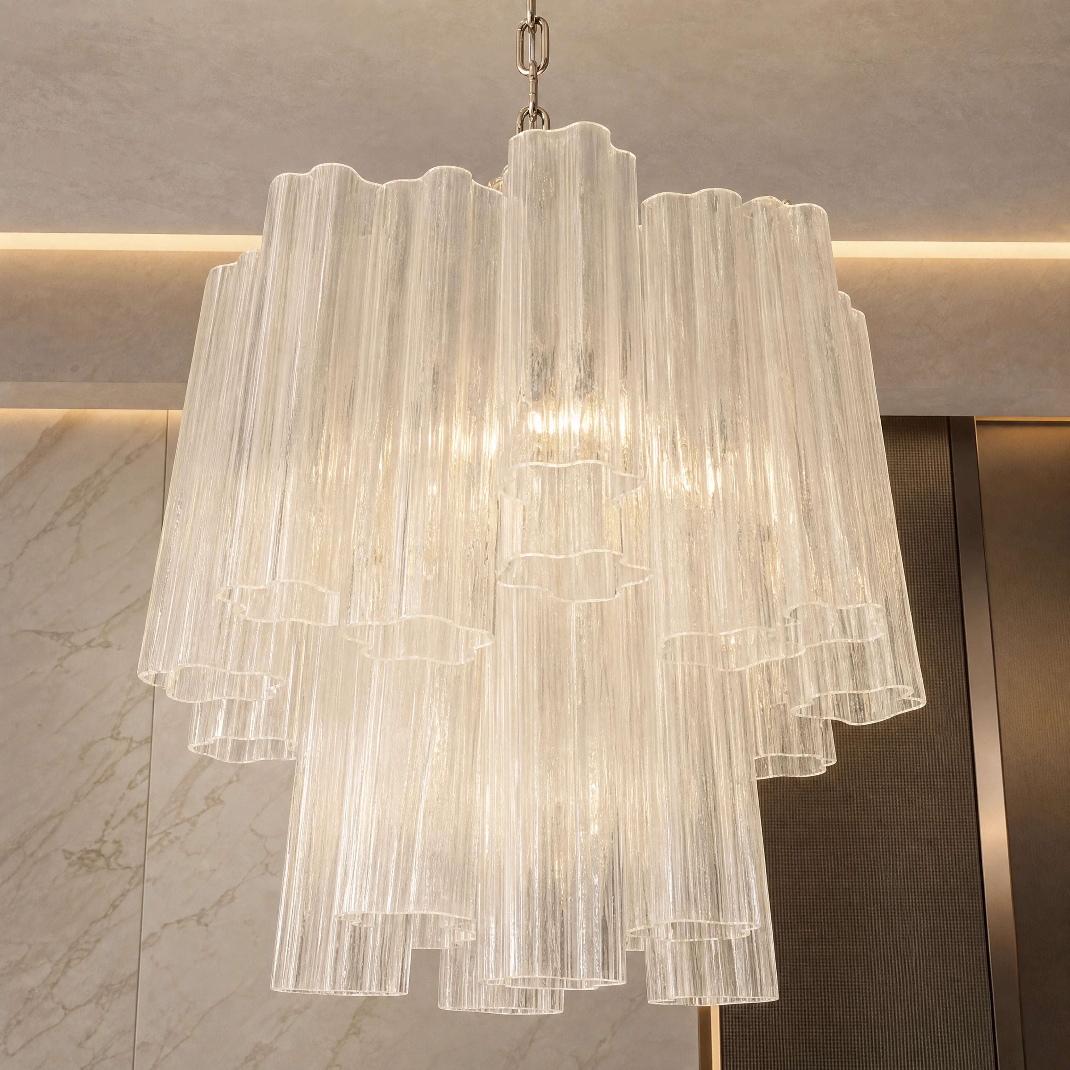 Agnese Tronchi Murano Glass Circular Chandelier close-up luxury lifestyle hero image by VORELLI