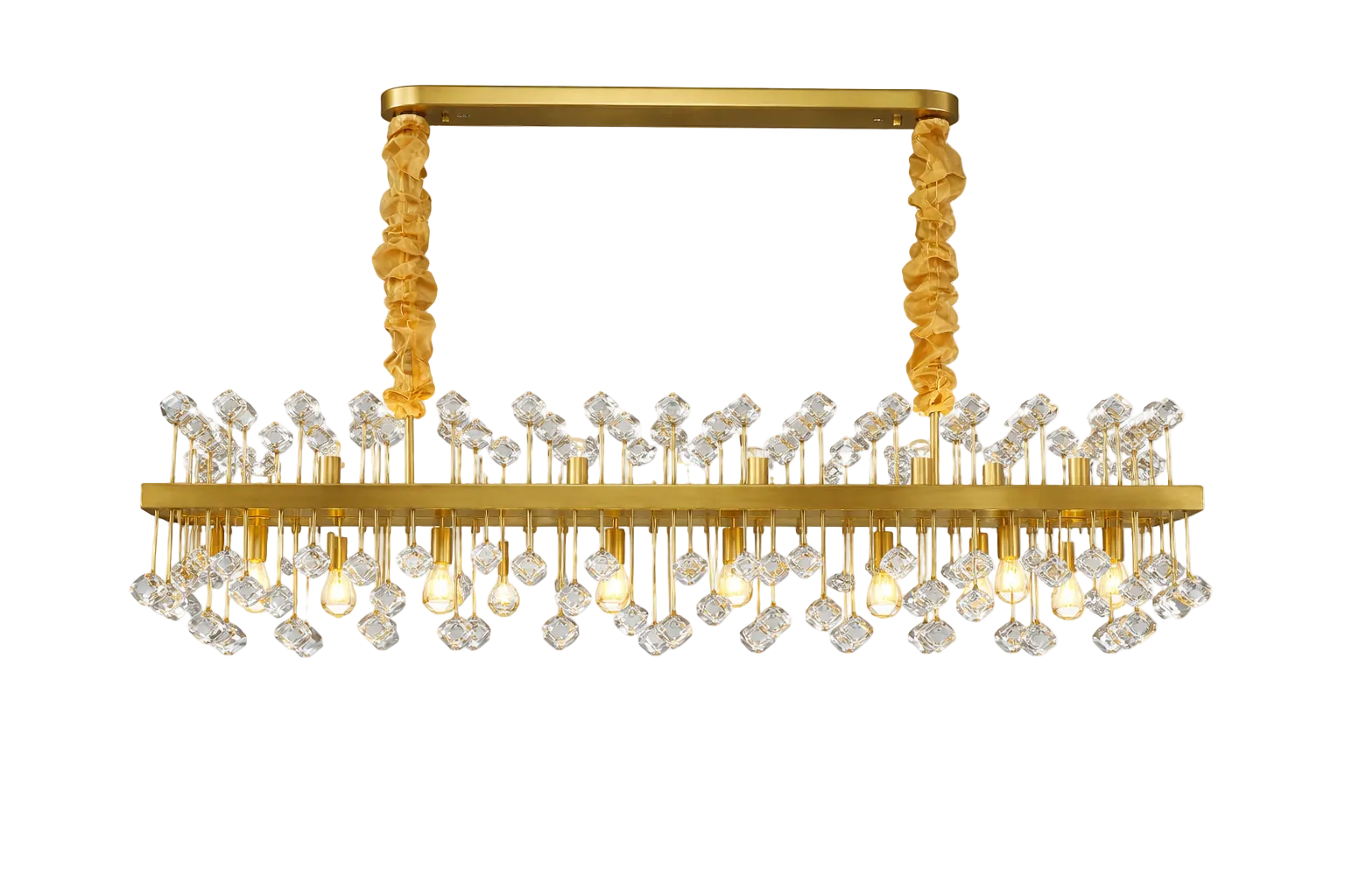 VORELLI Alytus luxury rectangular gold chandelier UAE