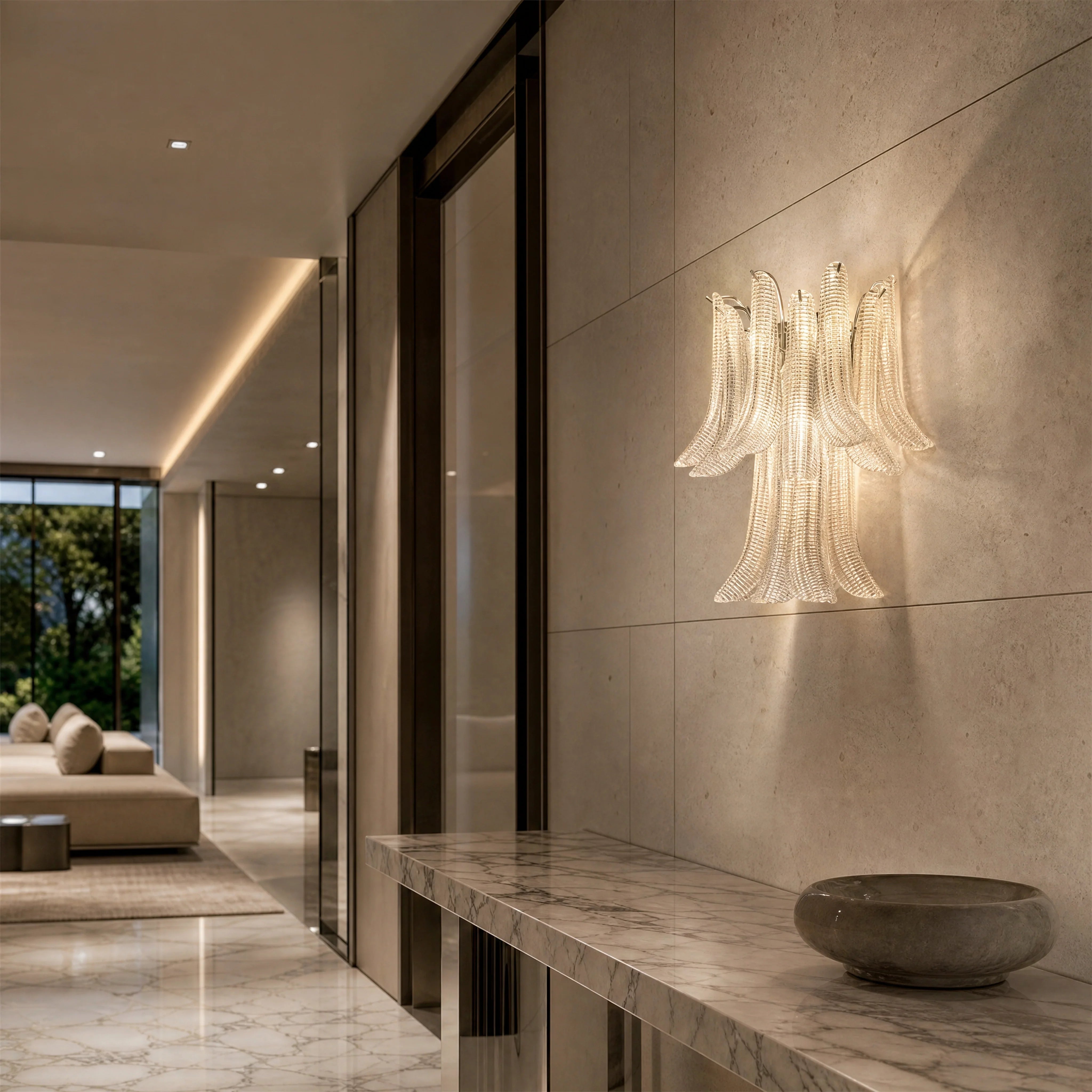 Arianna Selle Murano Glass Wall Light UHNW private residence luxury lifestyle image by VORELLI