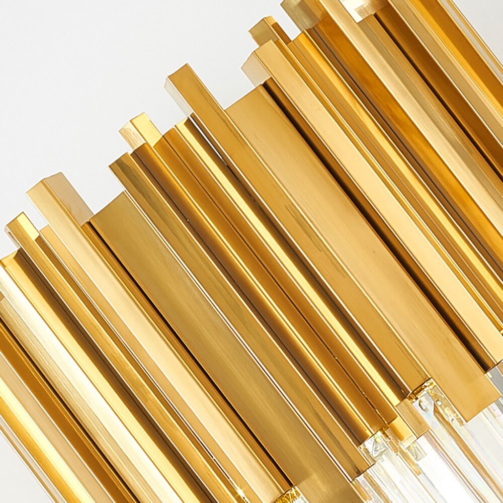 Macro view of the Boeotia Table Lamp showing precision-crafted gold cuboid tubing.