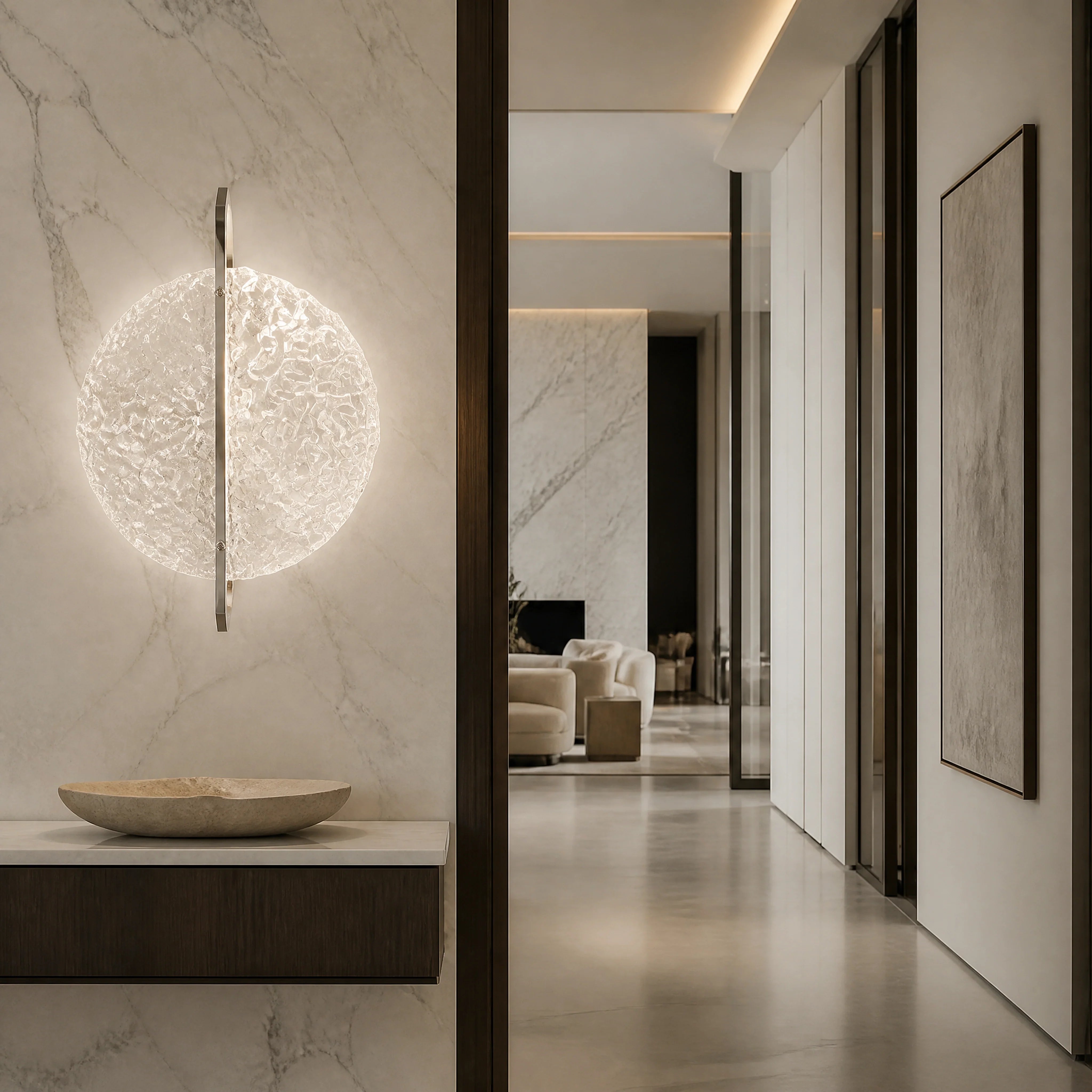 Clementina Planet Murano Glass Wall Light UHNW private residence luxury lifestyle image by VORELLI