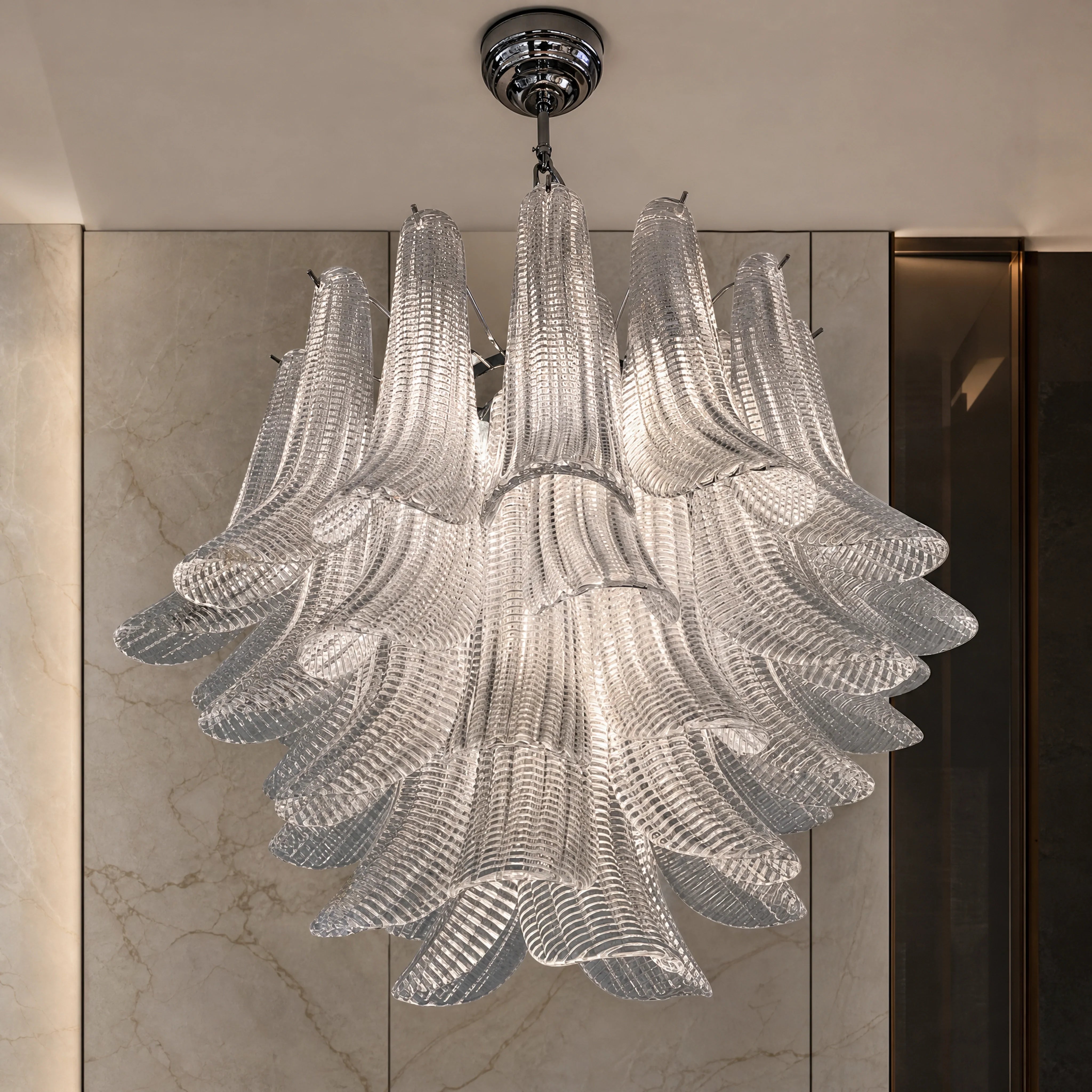 Firenze Selle Murano Glass Circular Chandelier close-up luxury lifestyle hero image by VORELLI
